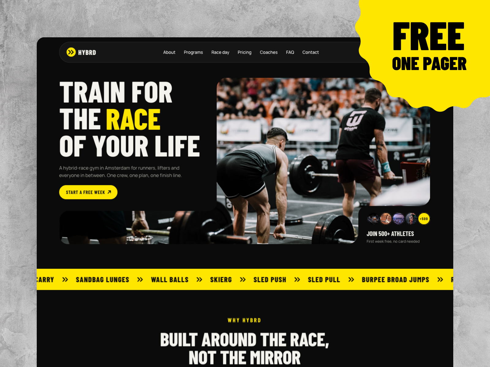 HYBRD Gym Lite — Free Healthcare Framer Template preview