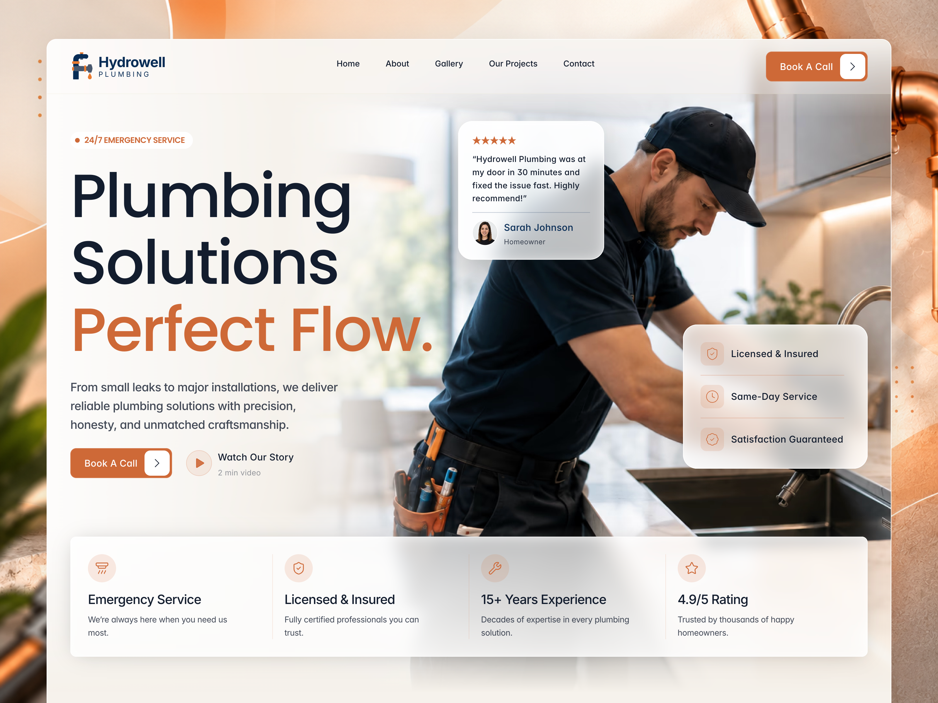 Hydrowell — Free Home Services Framer Template preview