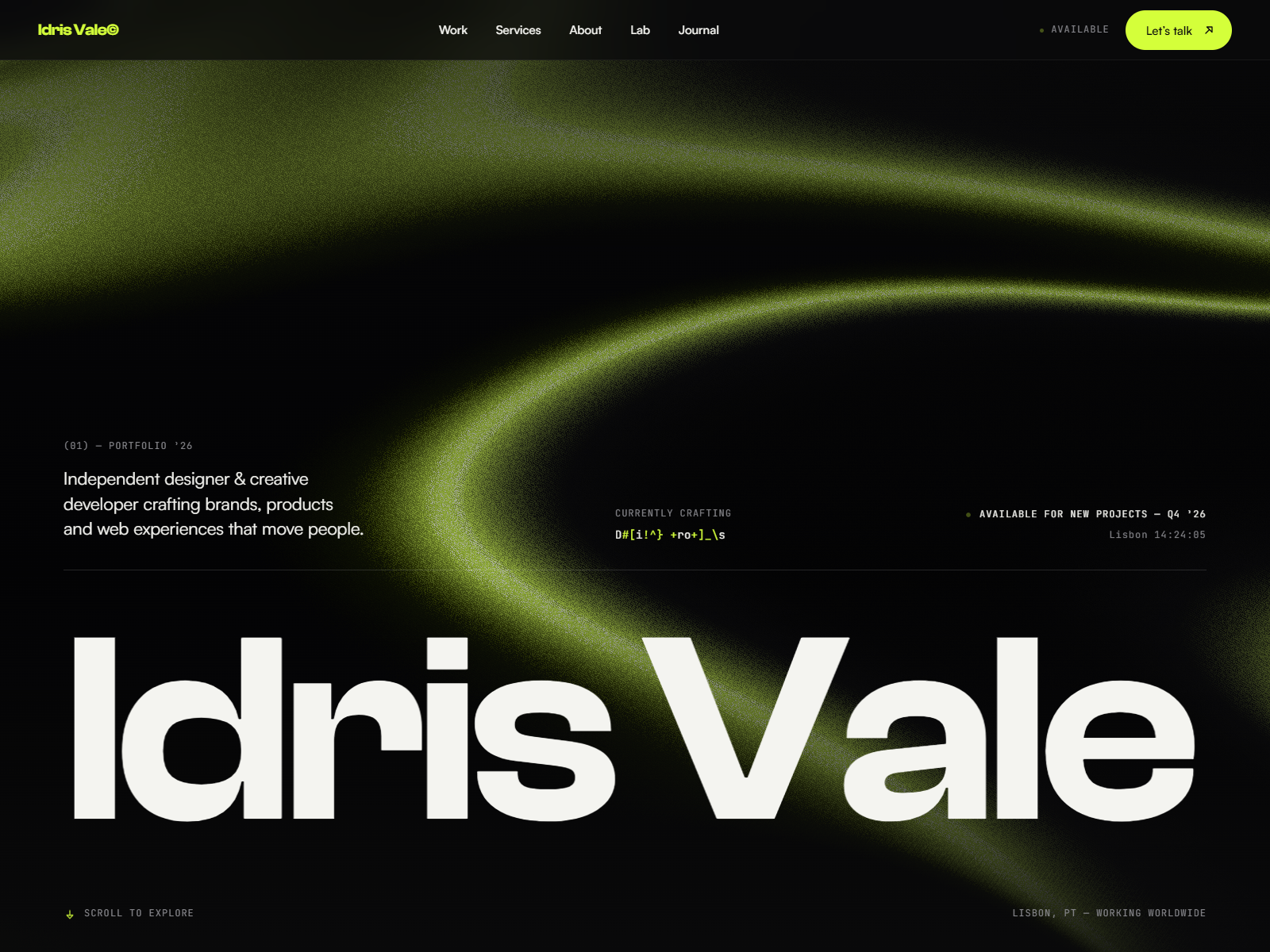Idris Vale — Free Portfolio Template for Framer preview