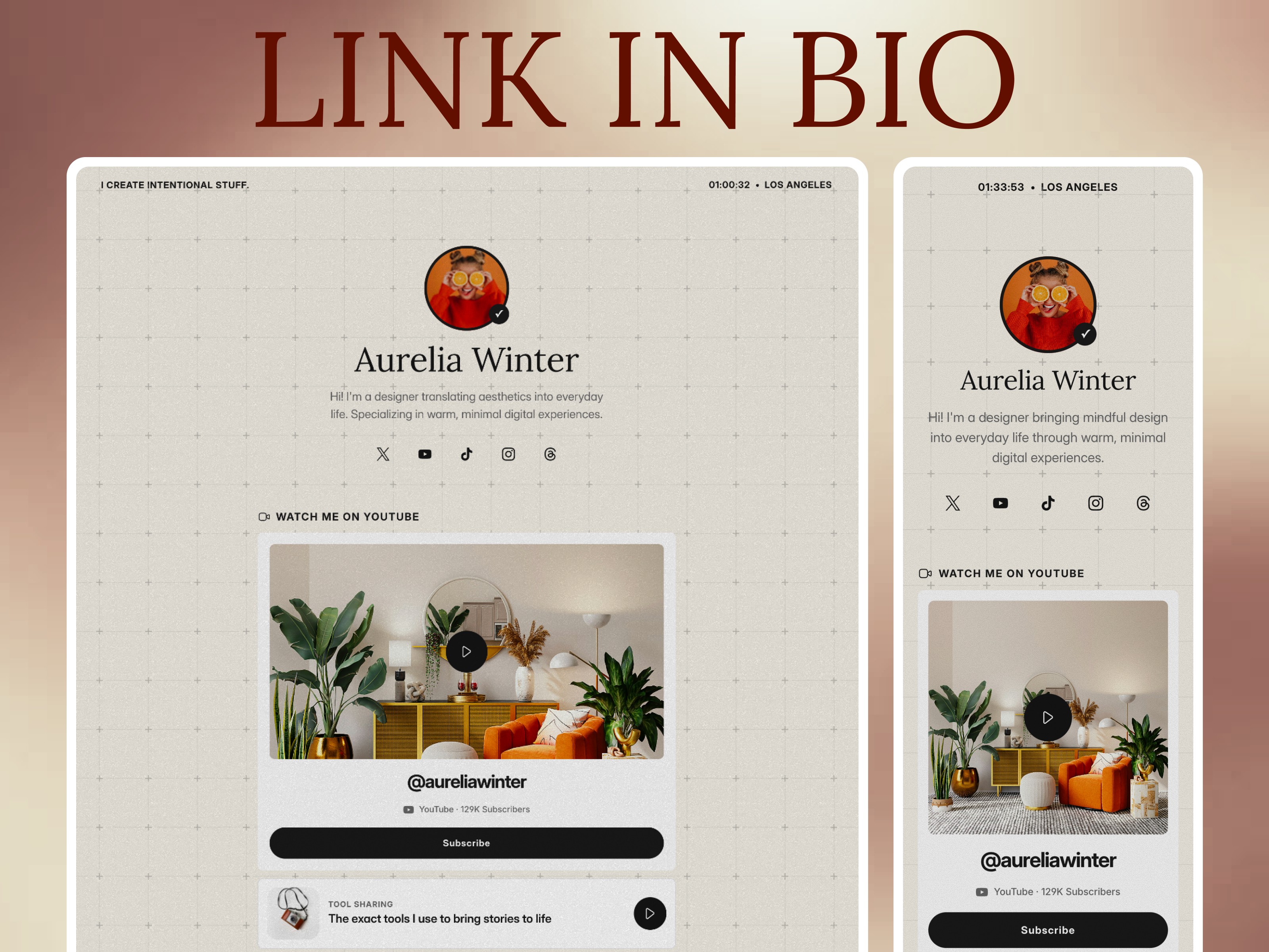 Index - Link in Bio: Free Portfolio Website Template by lnlstudios — Free Portfolio Framer Template preview