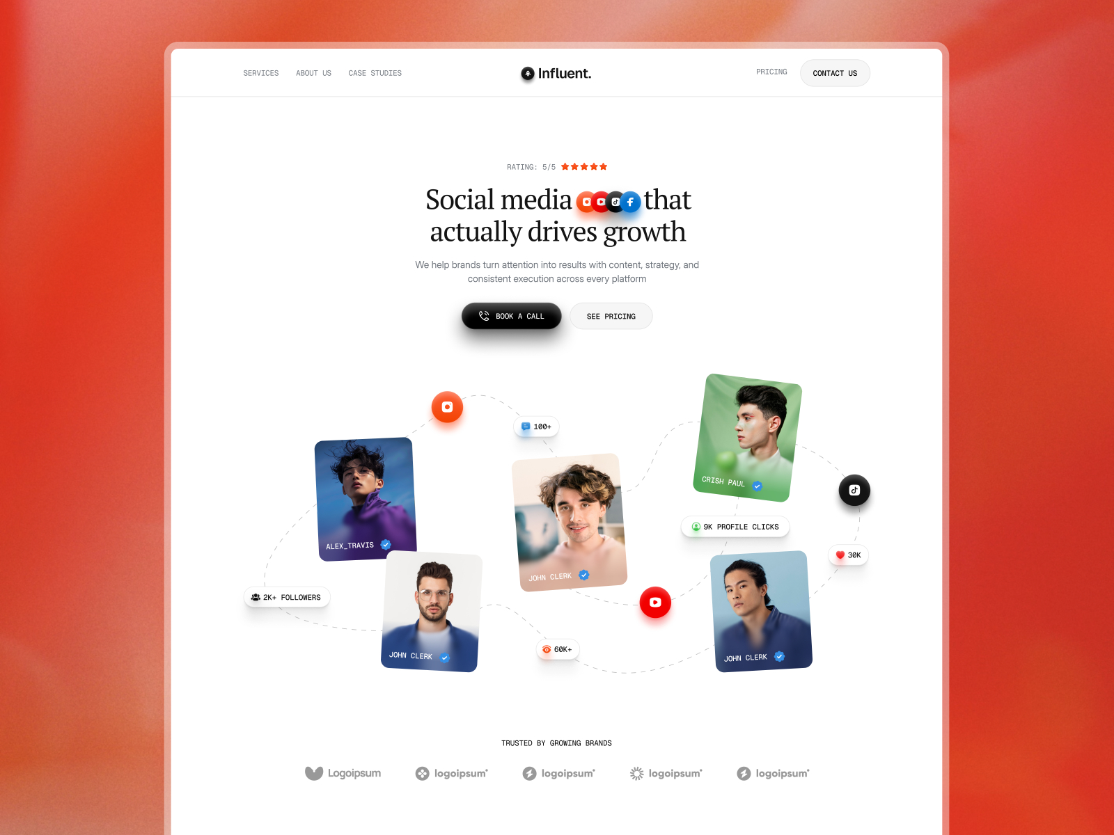 Influent — Free Social Media Agency Framer Template preview