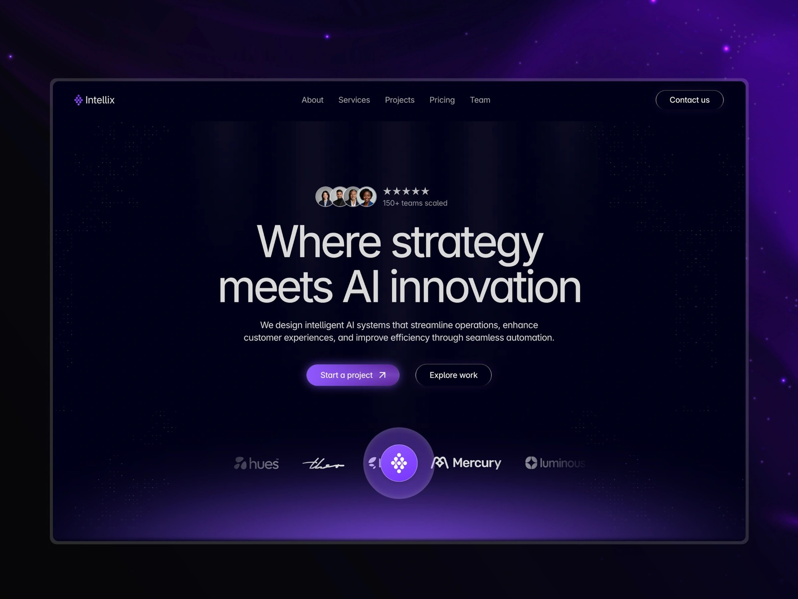 Intellix — Free AI & Tech Agency Framer Template preview