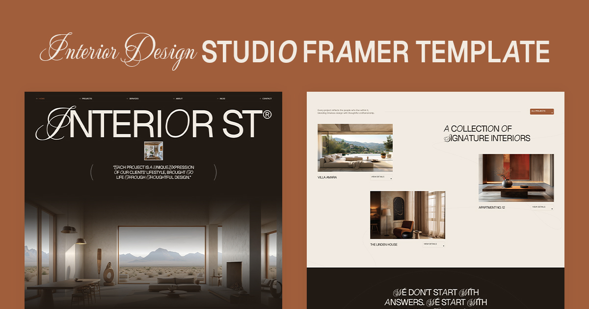 Interior ST: Free Portfolio Website Template by Salim from Webestica — Free Architecture Framer Template preview
