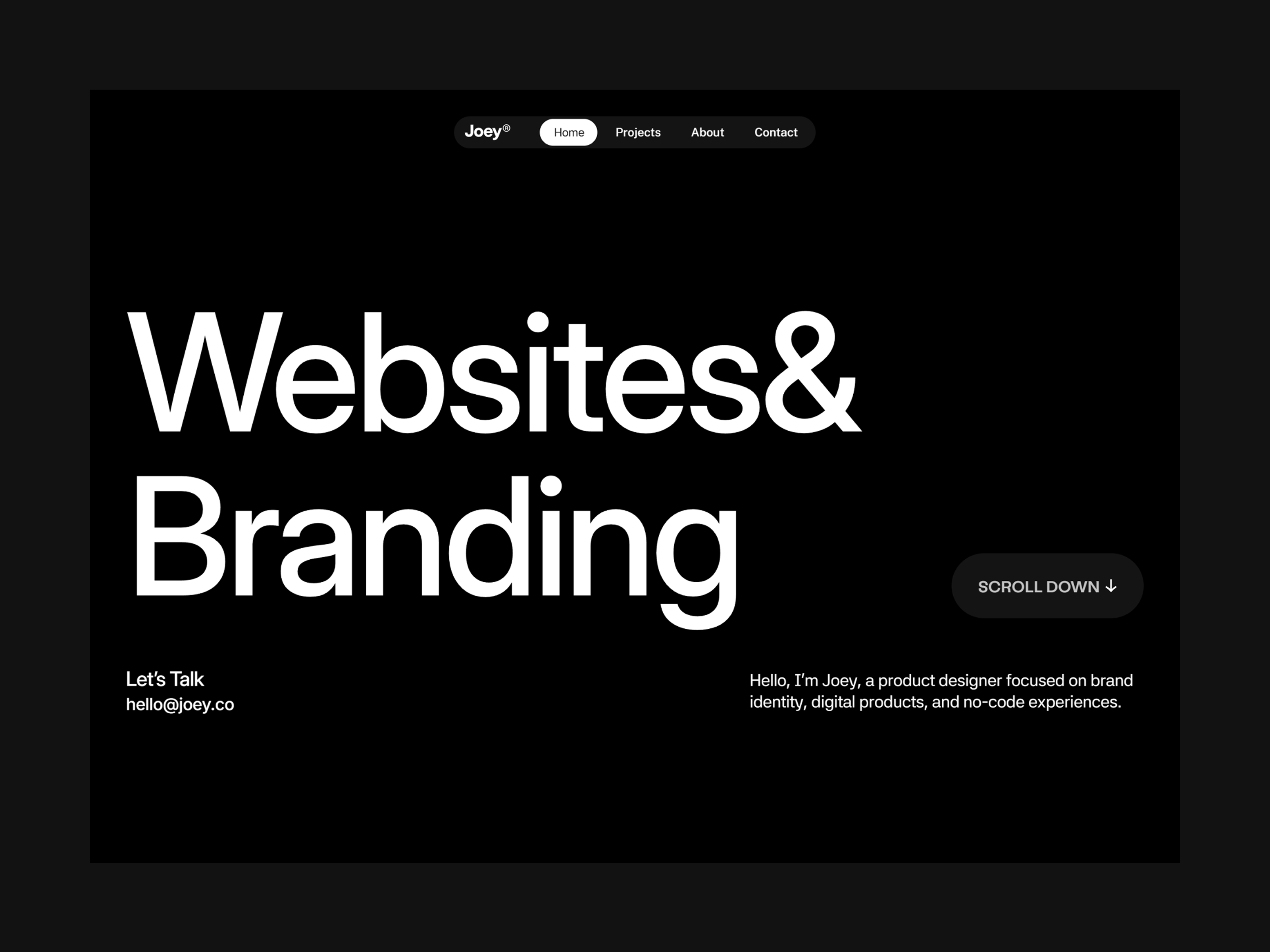 Joey — Free Portfolio Framer Template preview