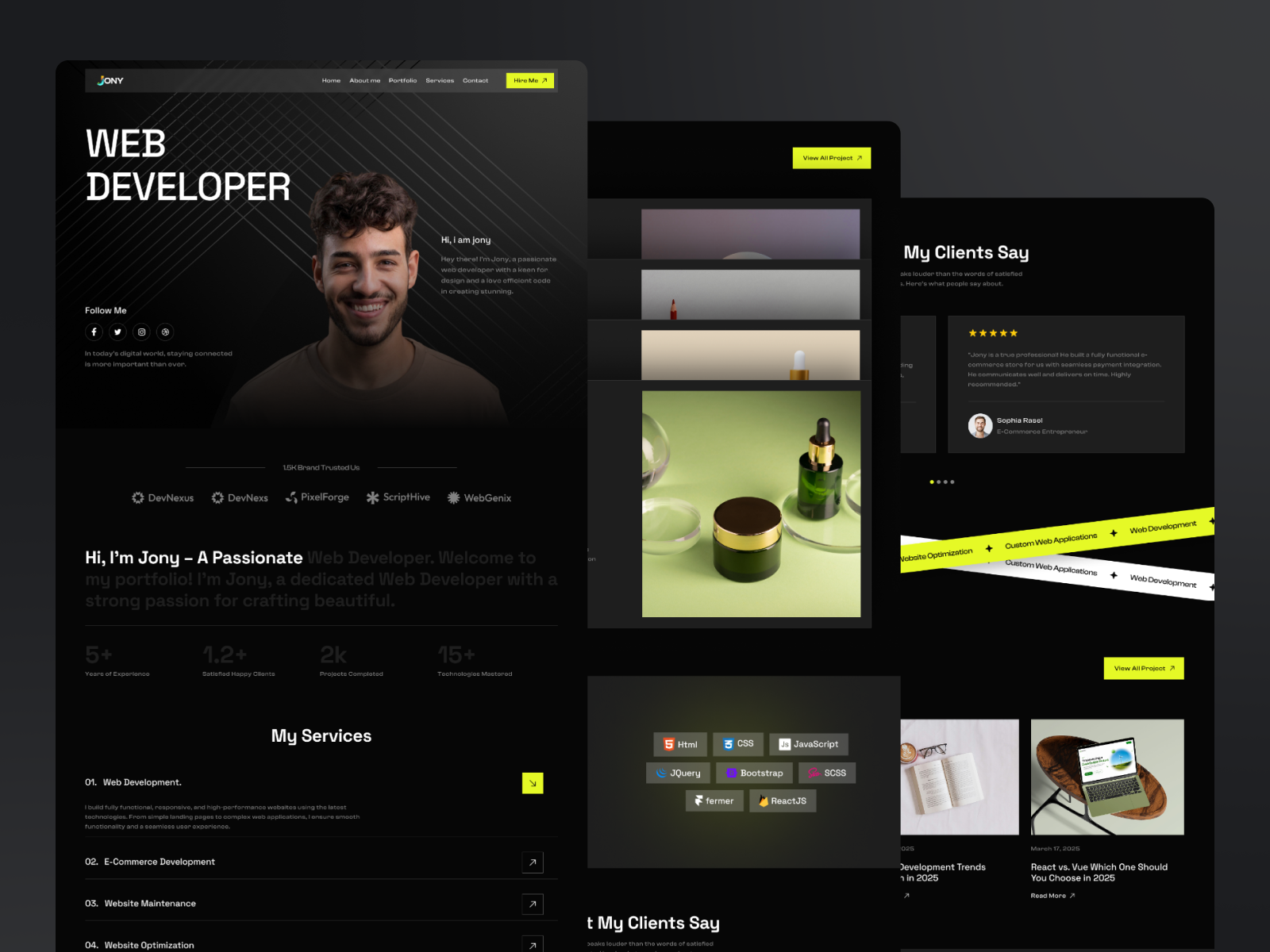 Jonny: Free Personal Website Template by Maruf Billa — Free Portfolio Framer Template preview