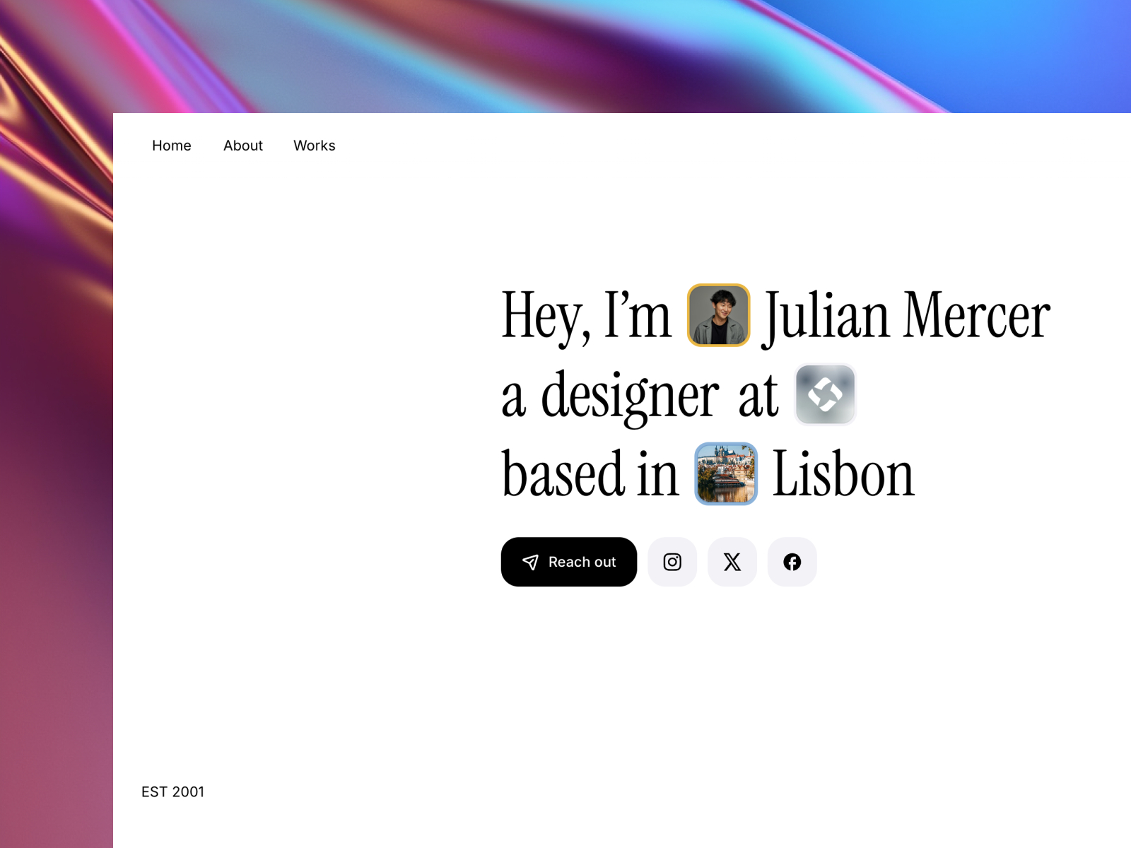 Julianmercer — Free Portfolio Framer Template preview