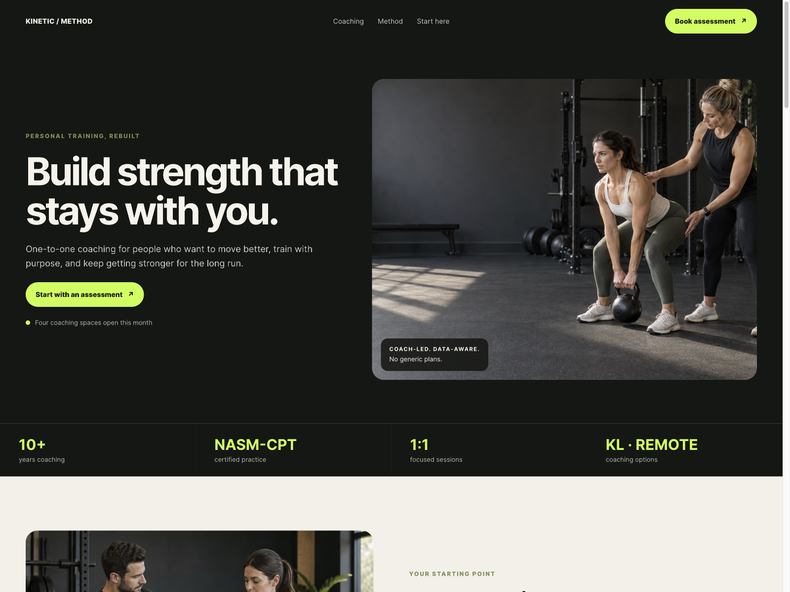 Kinetic Method — Free Fitness Template for Framer by Kenneth Cheong preview