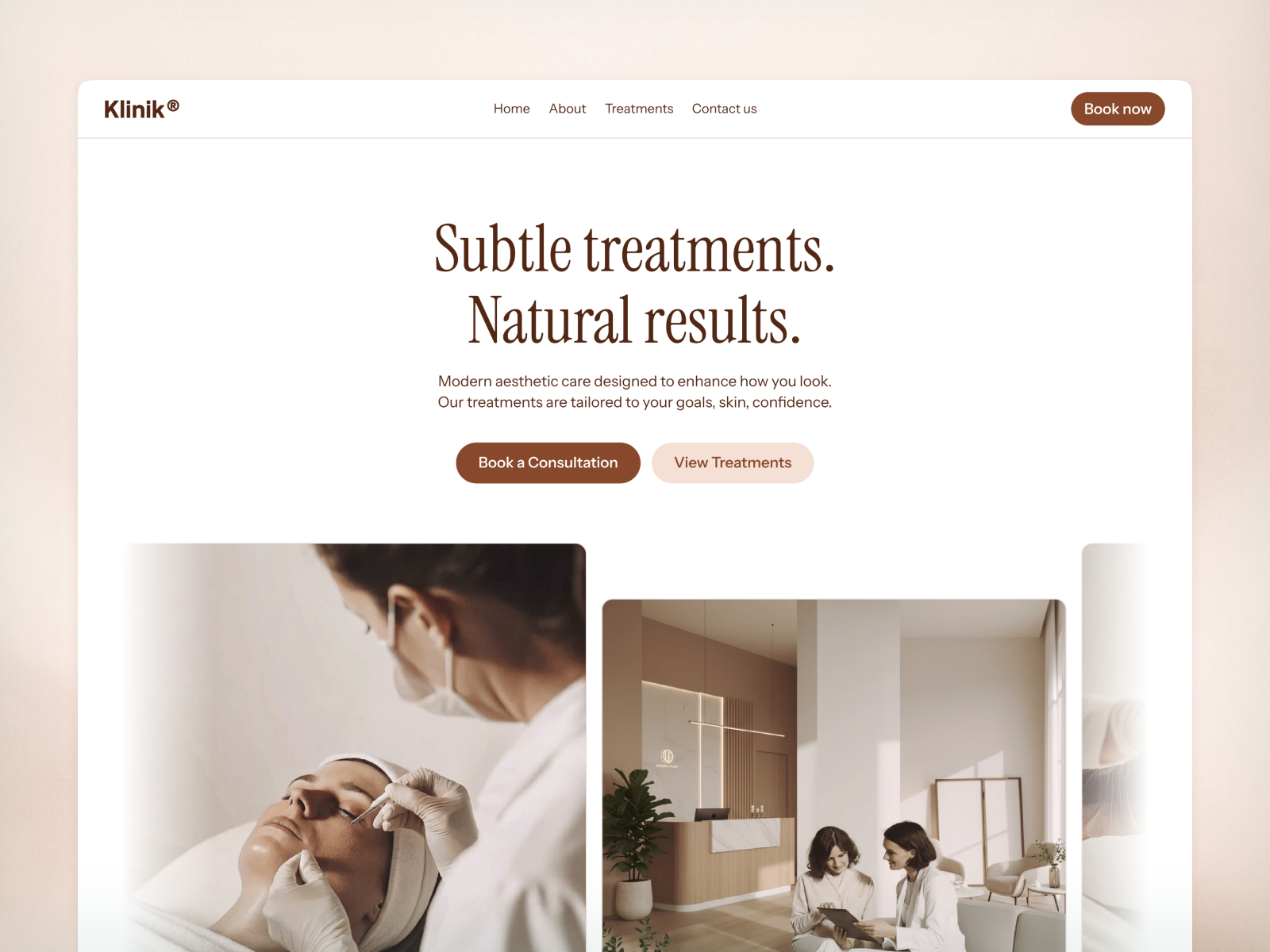 Klinik — Free Aesthetic Clinic Framer Template preview