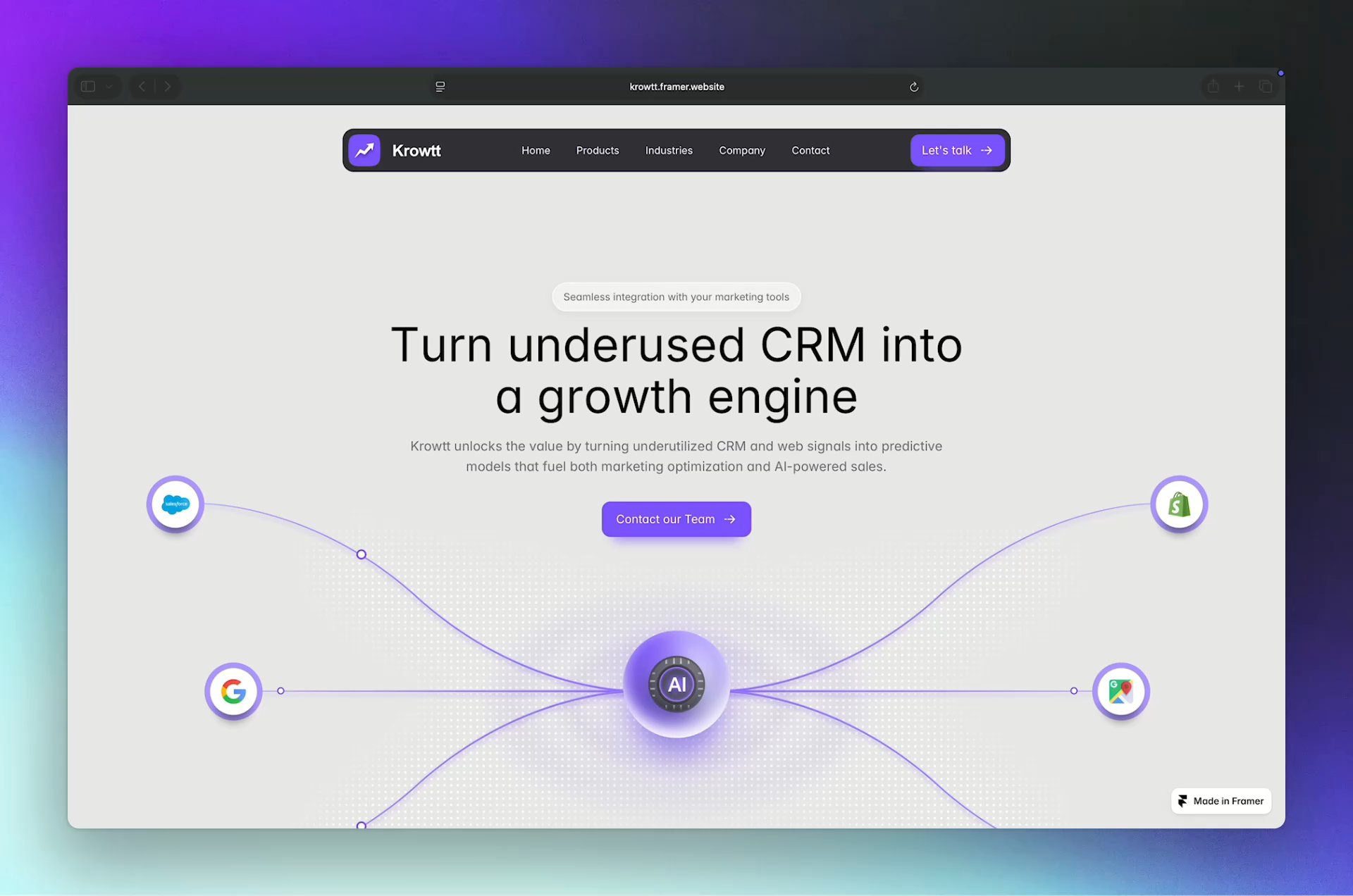 Krowtt: Free SaaS Website Template by Kites Design — Free SaaS Framer Template preview