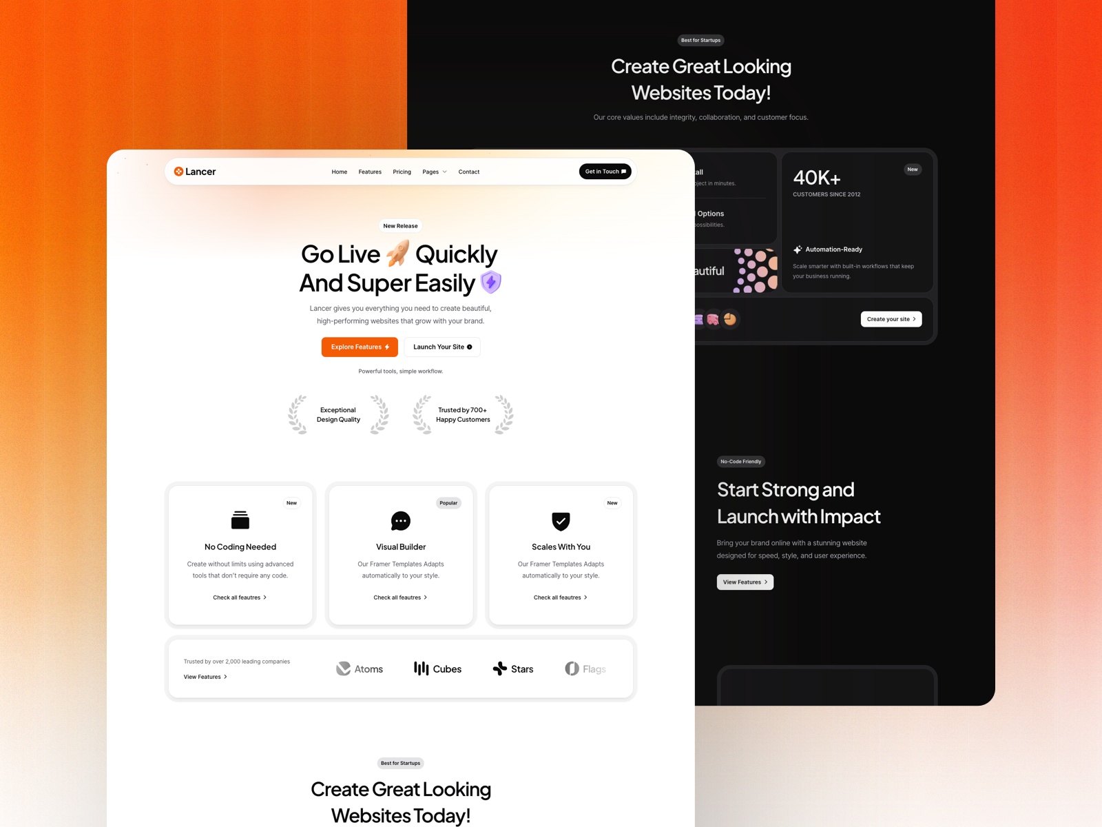 Lancer — Free SaaS Framer Template preview