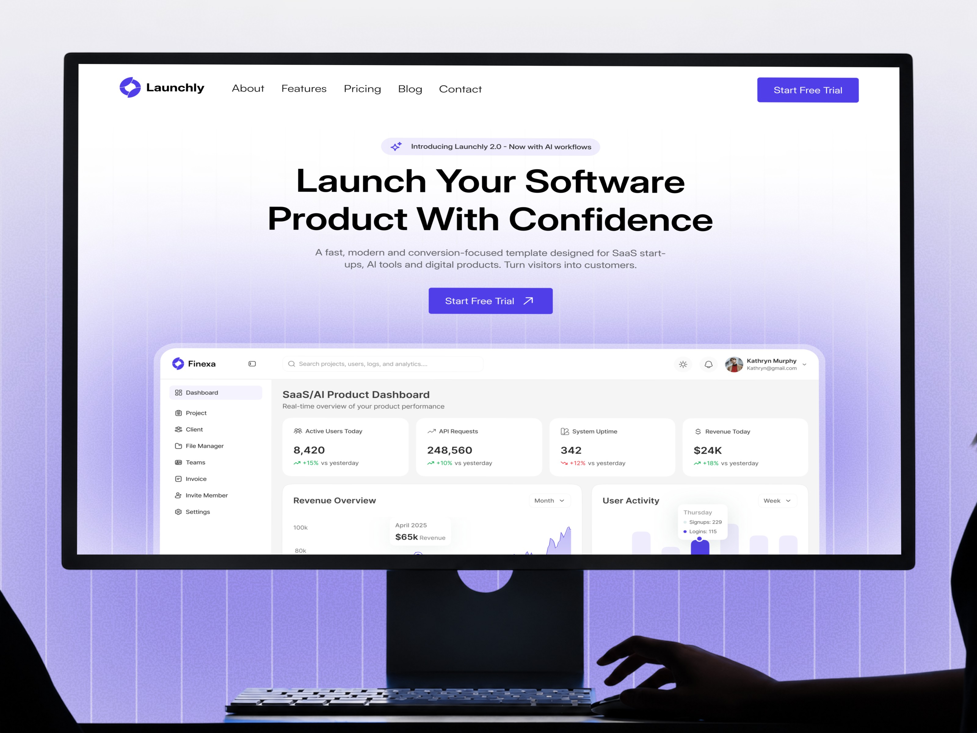 Launchly Template: Free AI Website Template by Pixcut Studio LLC — Free SaaS Framer Template preview