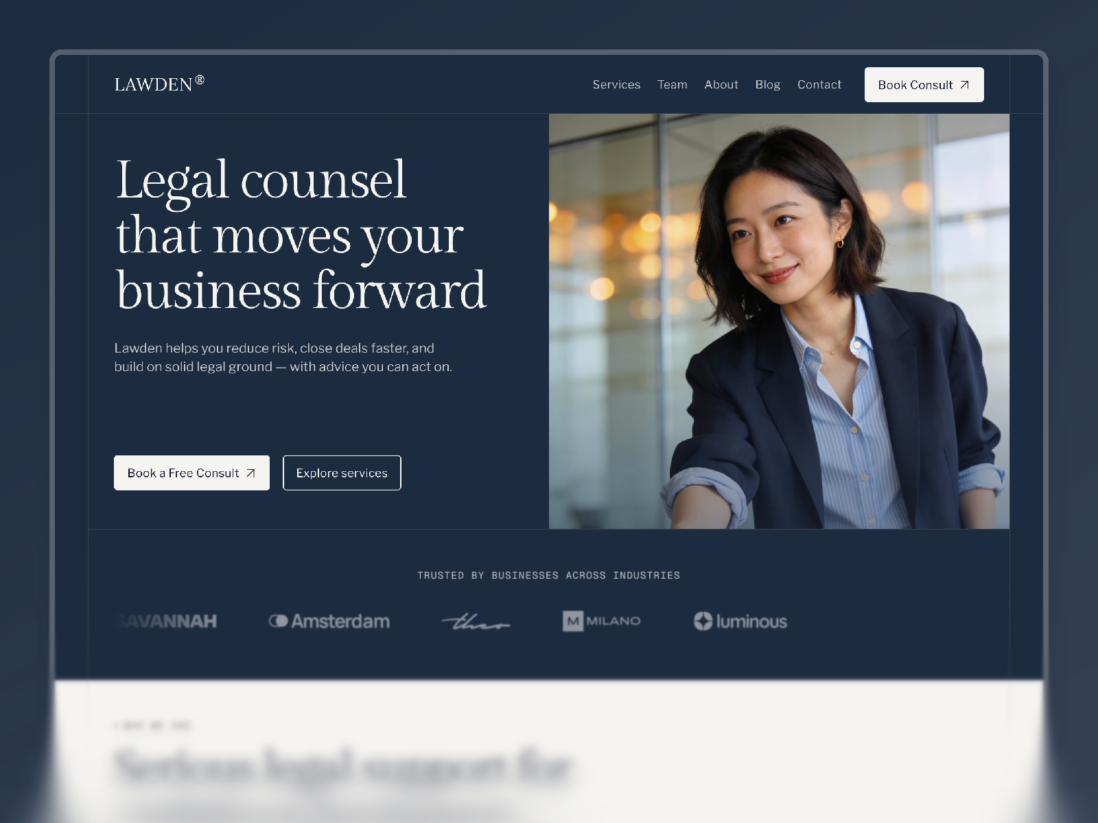Lawden — Free Law Firm & Legal Framer Template preview