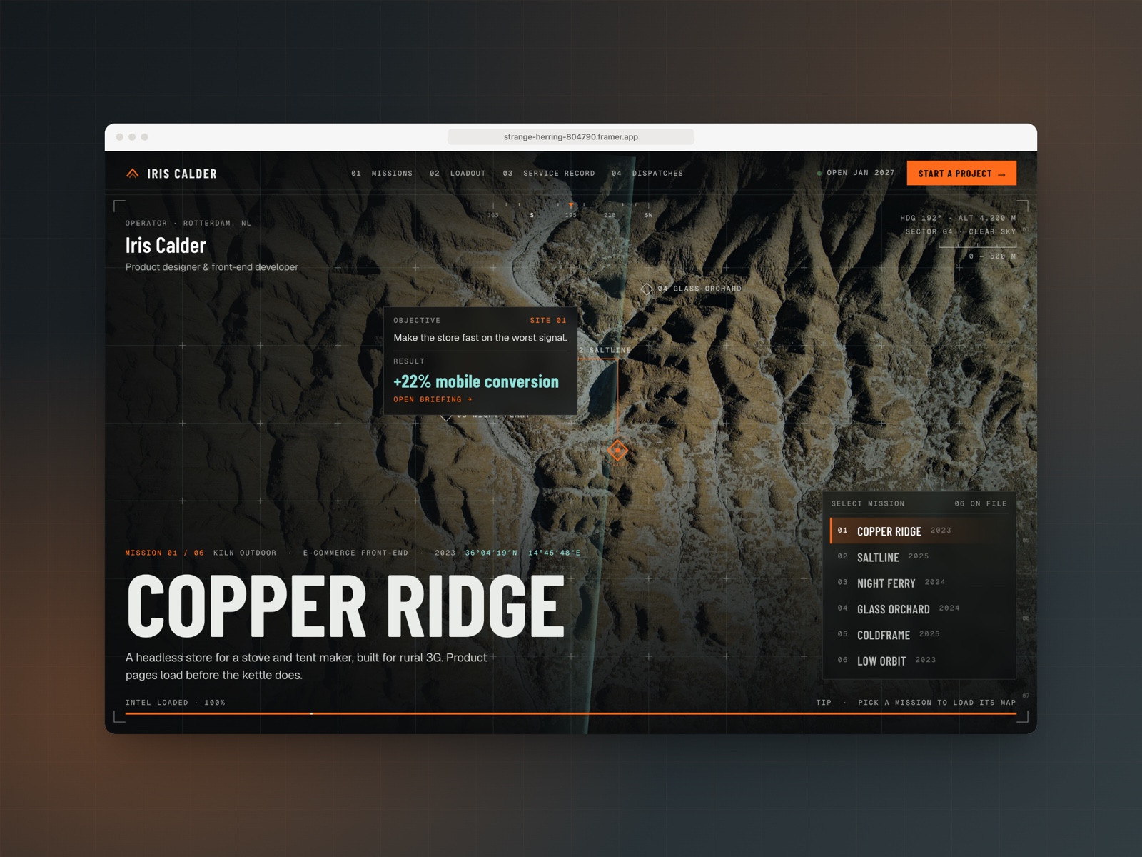 Loadfolio — Free Portfolio Framer Template preview
