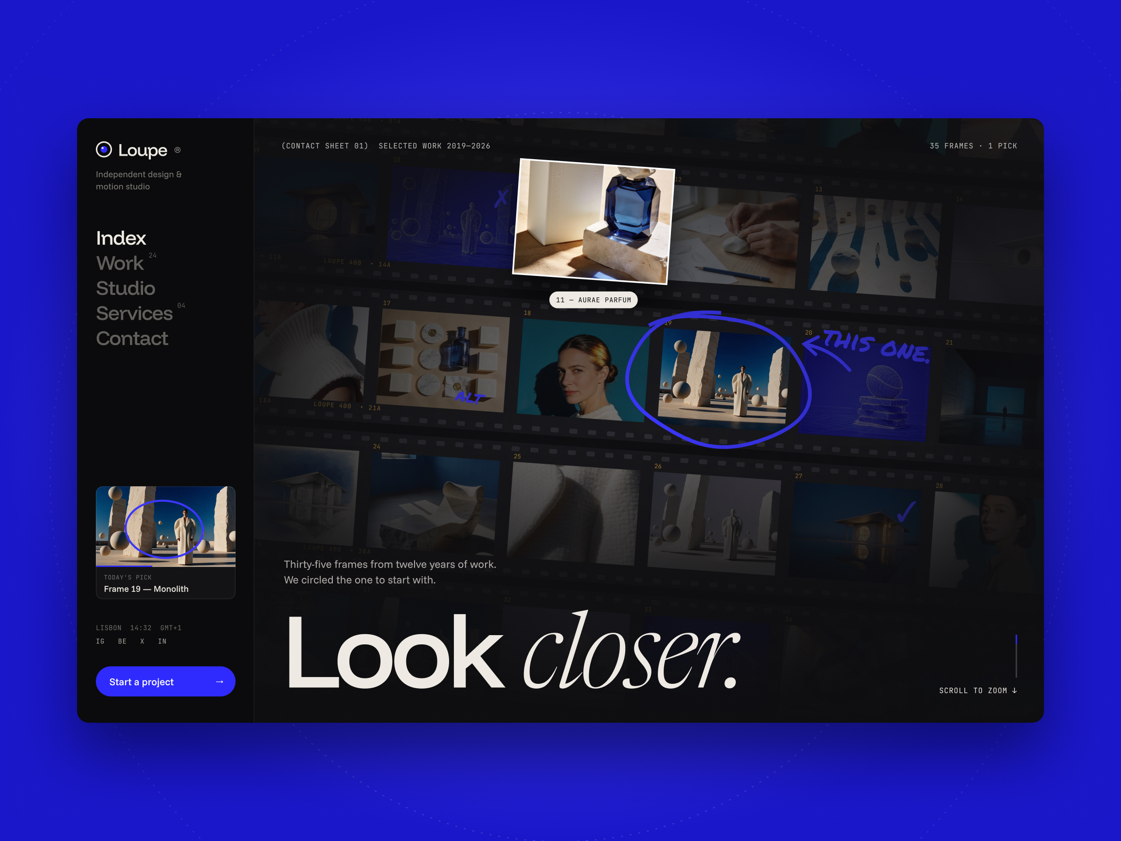 Loupe — Free Portfolio Template for Framer preview
