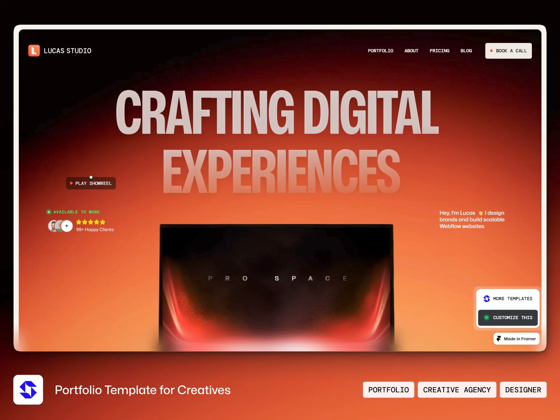 Lucas Studio — Free Portfolio Template for Framer preview