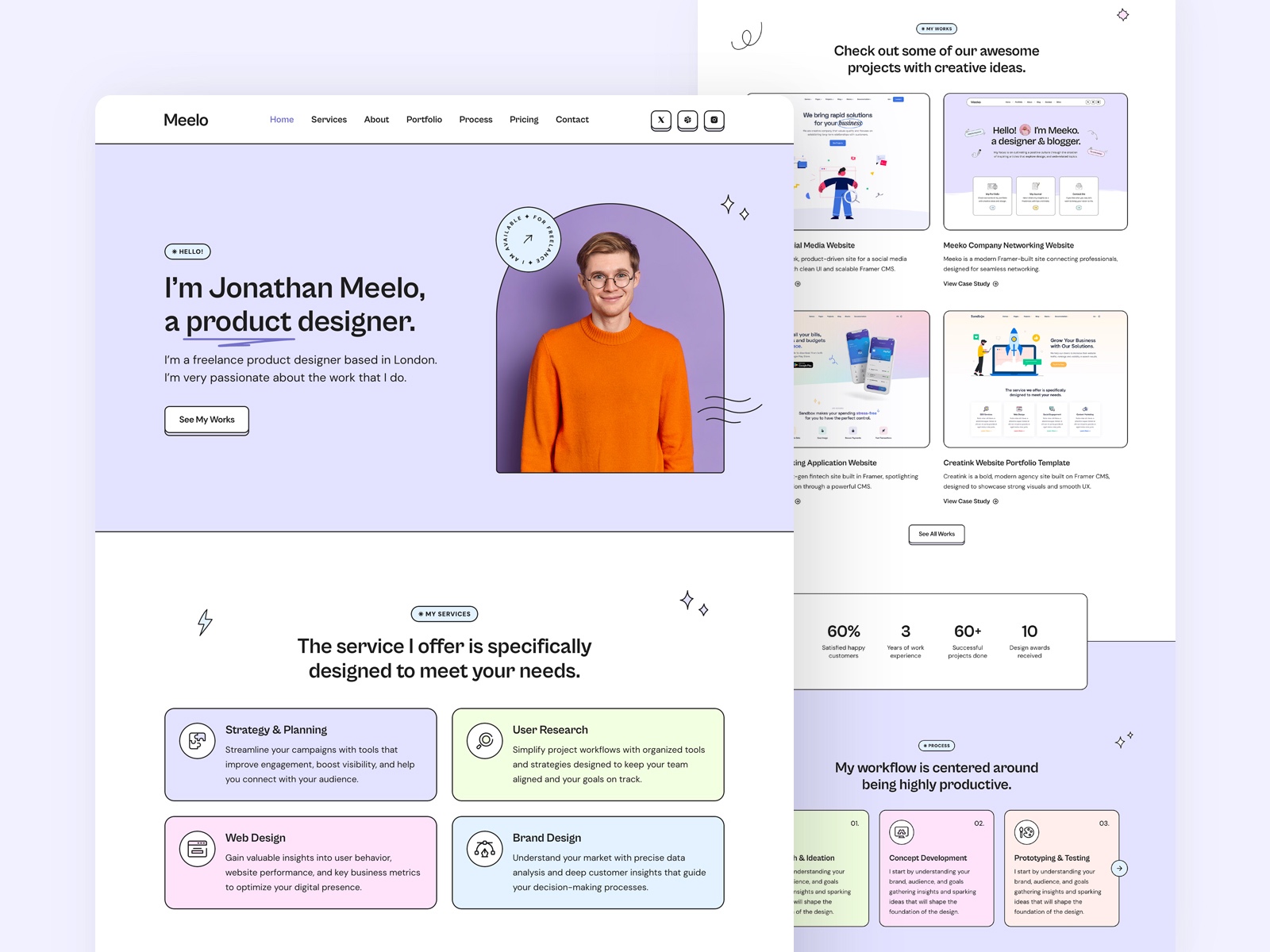 Lunes — Free Portfolio Website Template by Elemis Themes — Free SaaS Template for Framer by Elemis Themes preview