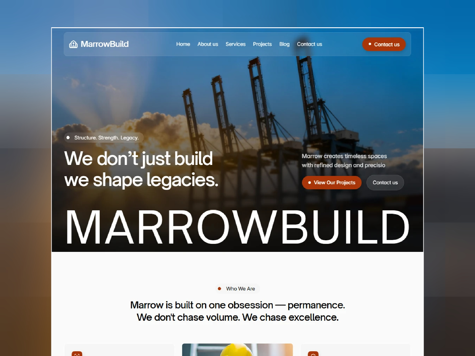 Marrowbuild — Free Blog Framer Template preview