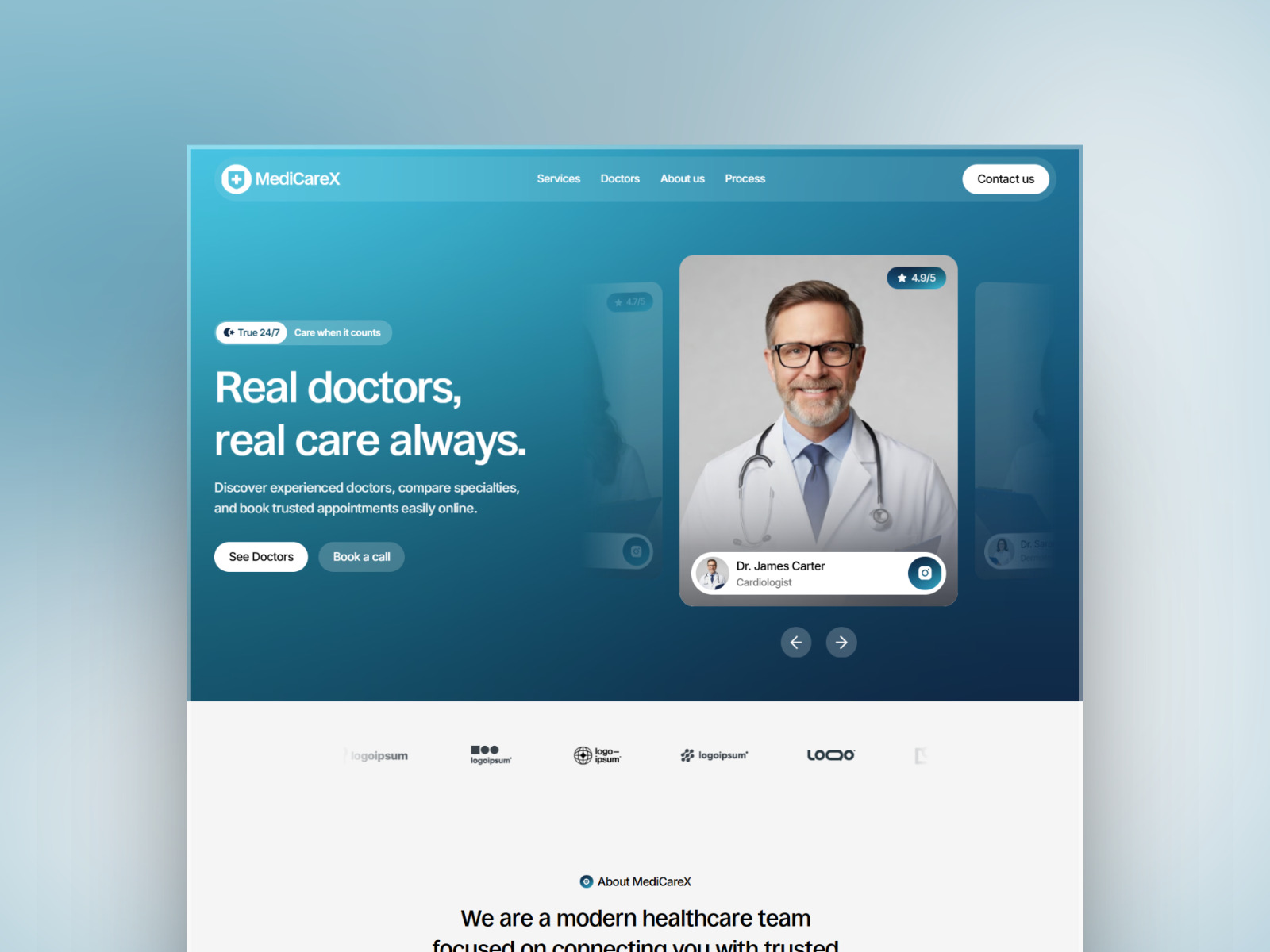 Medicarex – Free Medical Clinic Framer Website Template preview