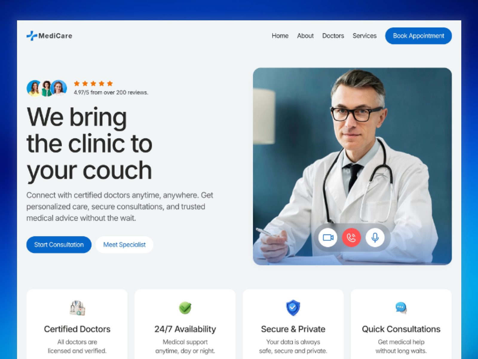 Medicure — Free Medical Clinic Framer Template preview