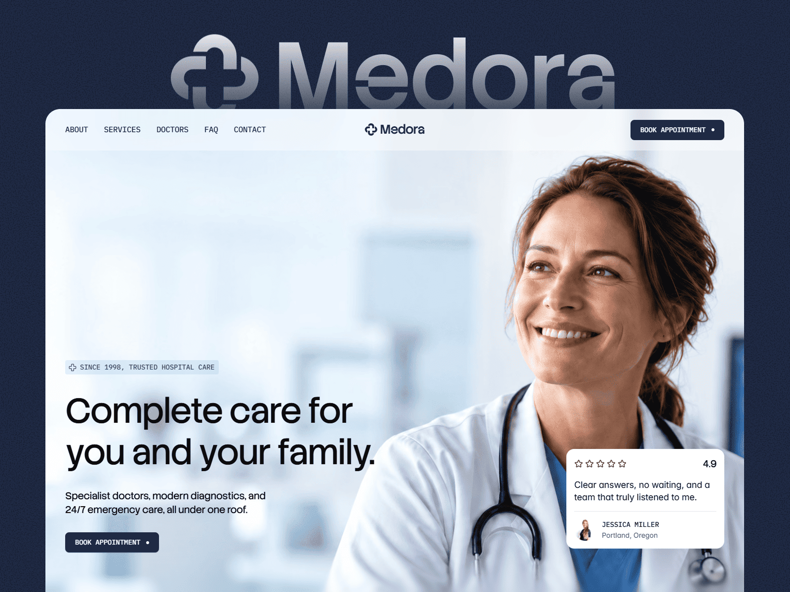 Medora Care — Free Healthcare Template for Framer by RU Design preview