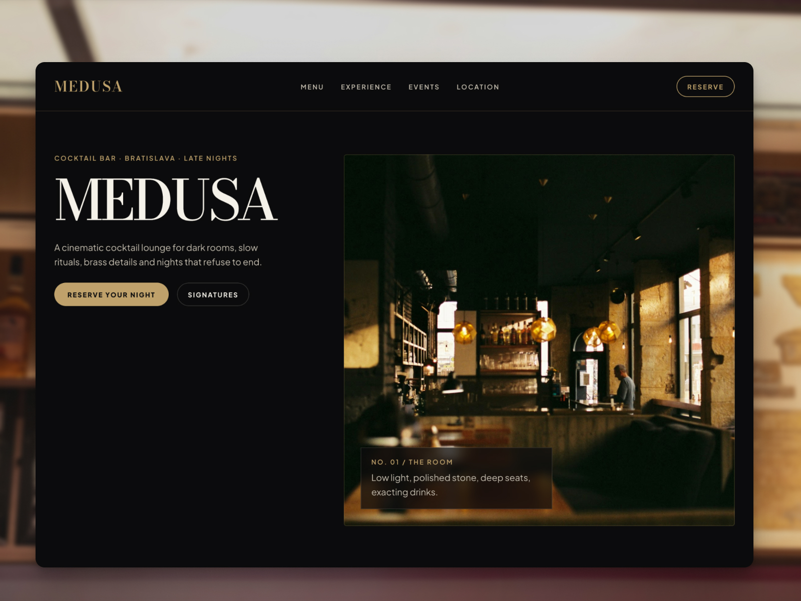 Medusa Bar — Free Restaurant Website Template by Jakub — Free Food Template for Framer by Jakub preview