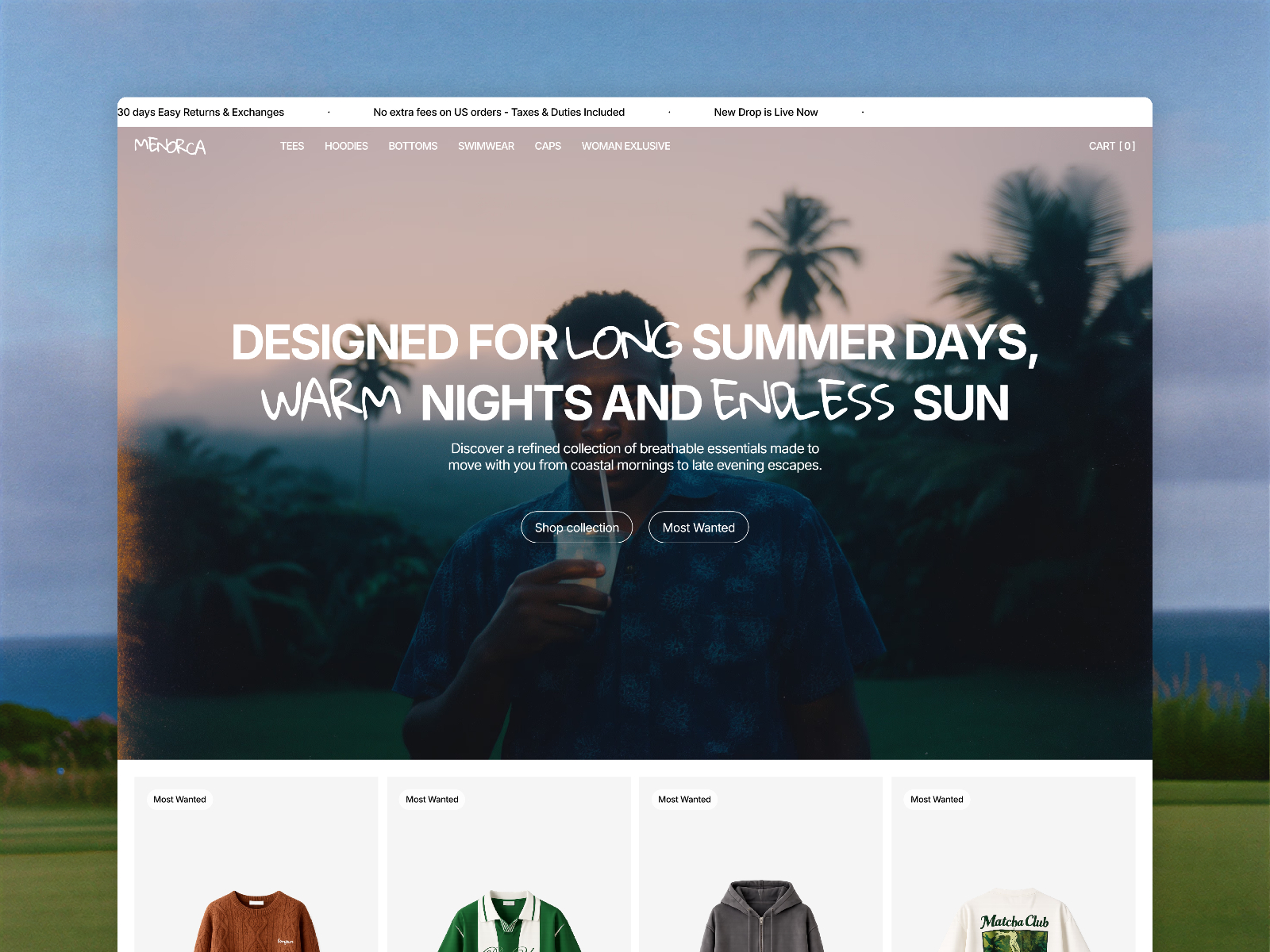 Menorca — Free Ecommerce Framer Template preview
