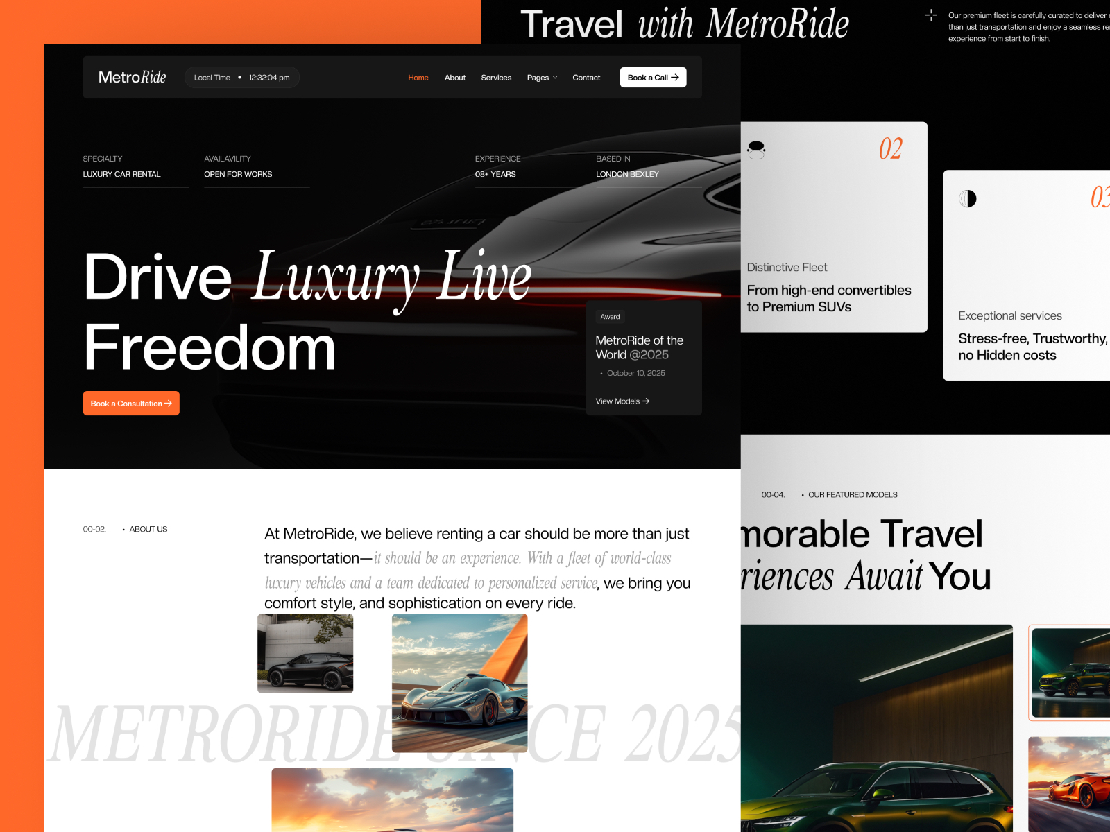 MetroRide — Free Automotive Rental Framer Template preview