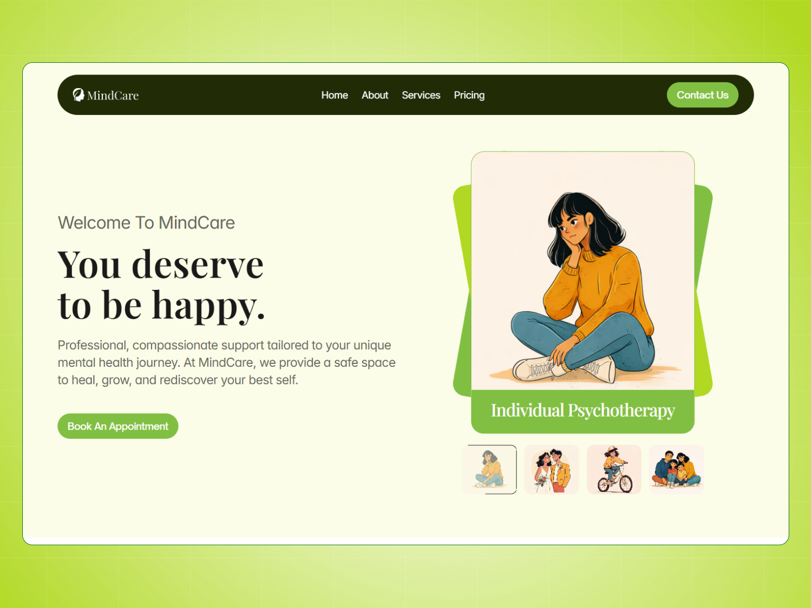 MindCare — Free Therapist & Mental Health Practice Framer Template preview