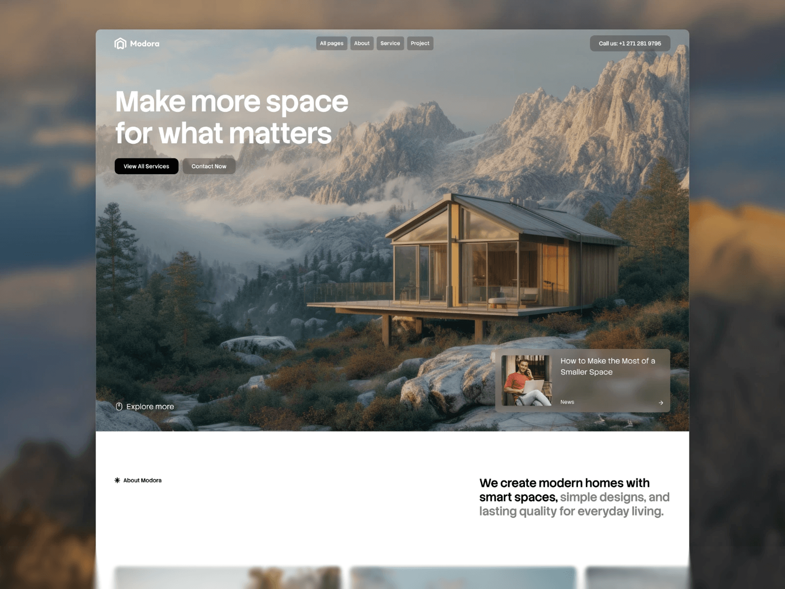 Modora — Free Portfolio Framer Template preview