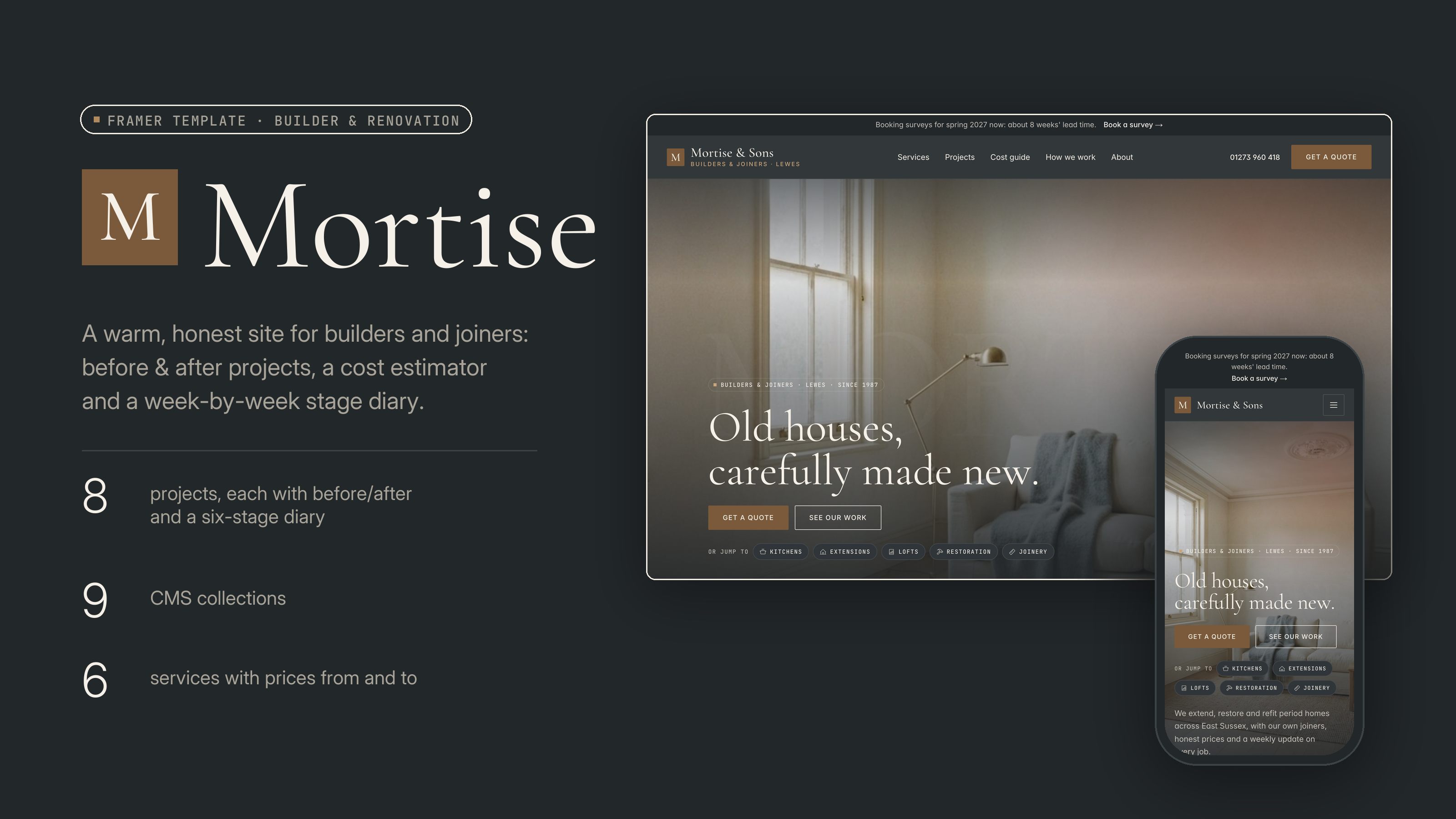 Mortise — Free Architecture Template for Framer preview