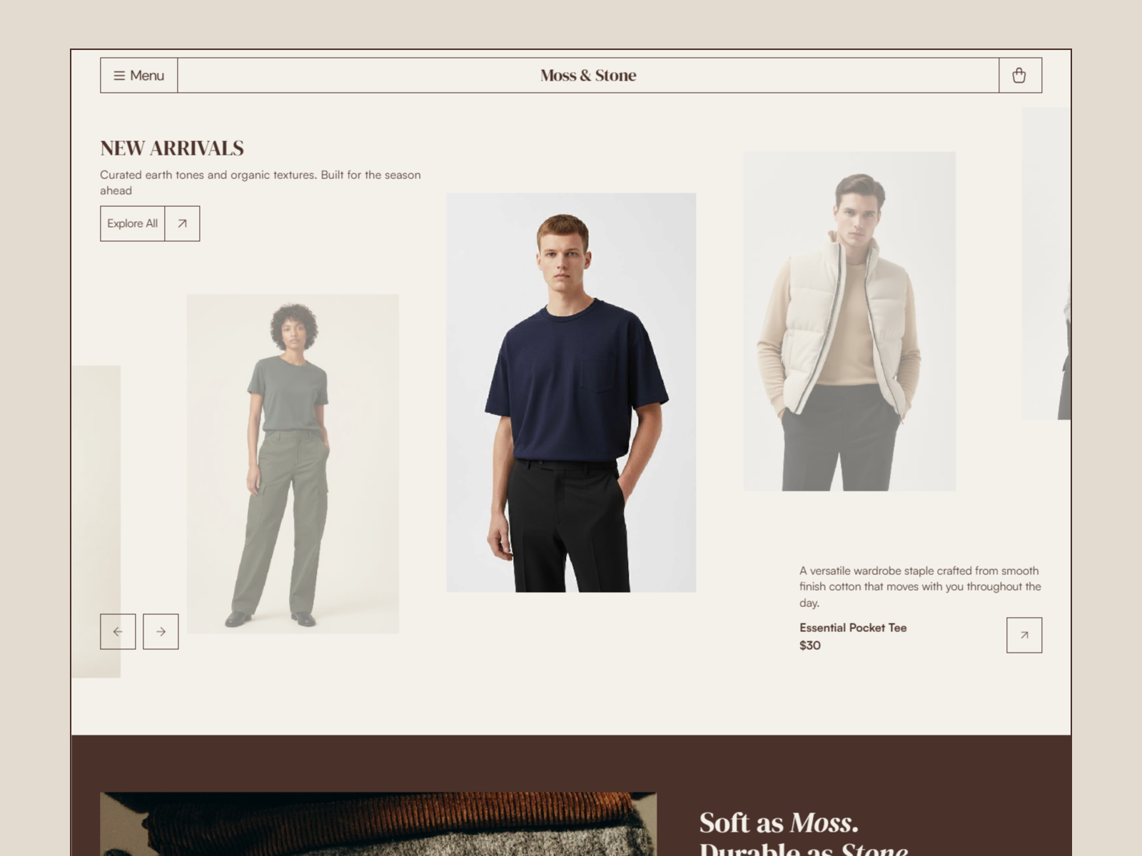 Moss & Stone — Free Sustainable Fashion Framer Template preview