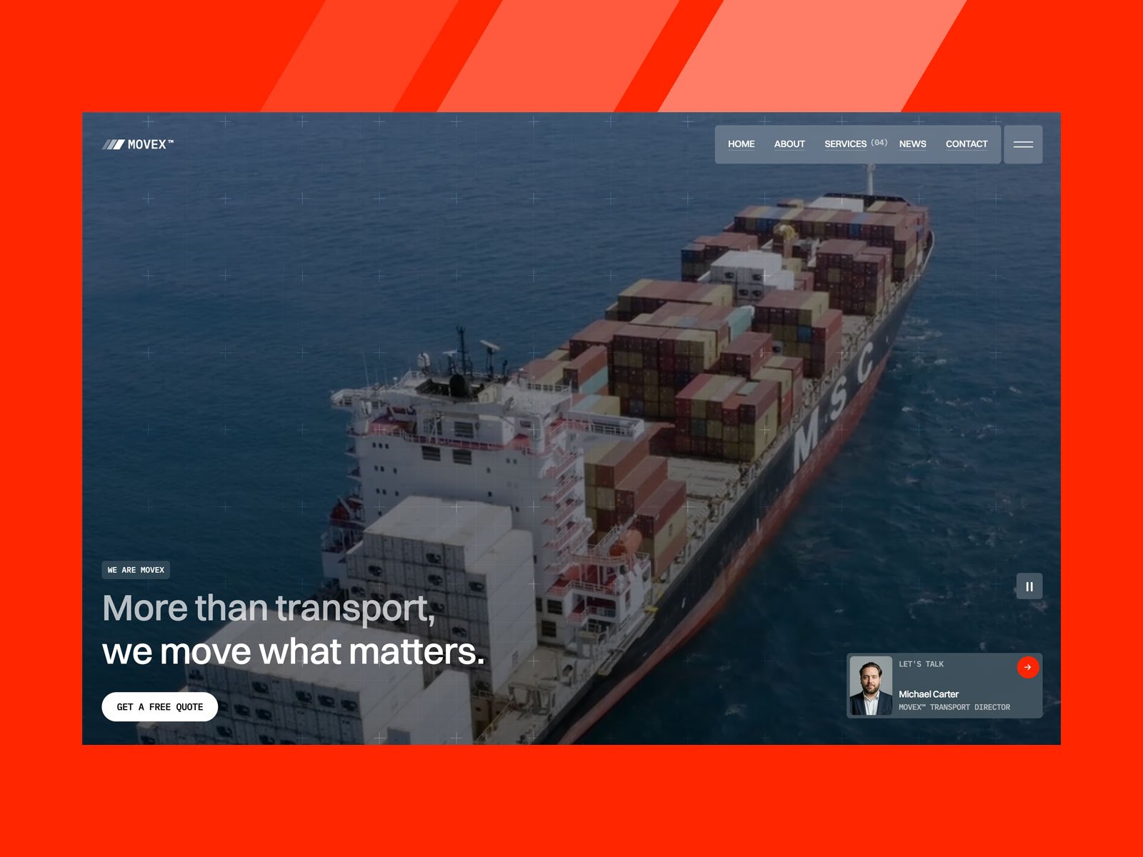 Move X — Free Logistics and Transport Framer Template preview