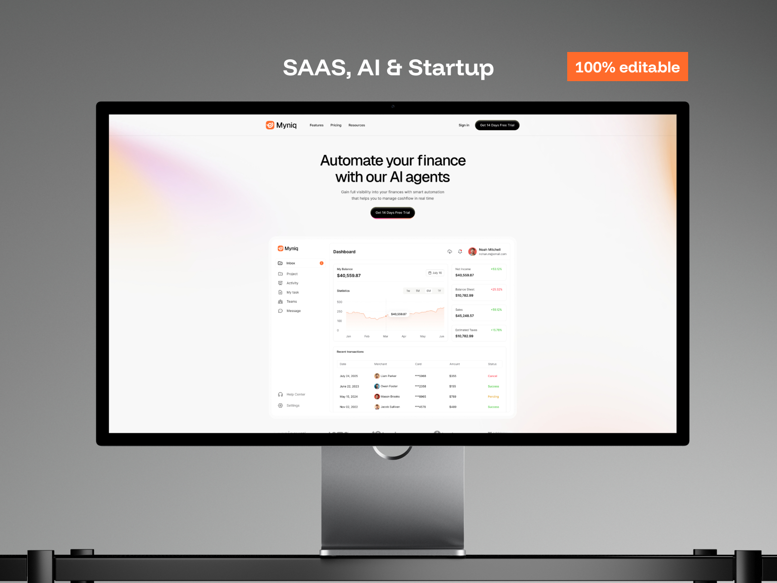 Myniq — Free SaaS Framer Template preview
