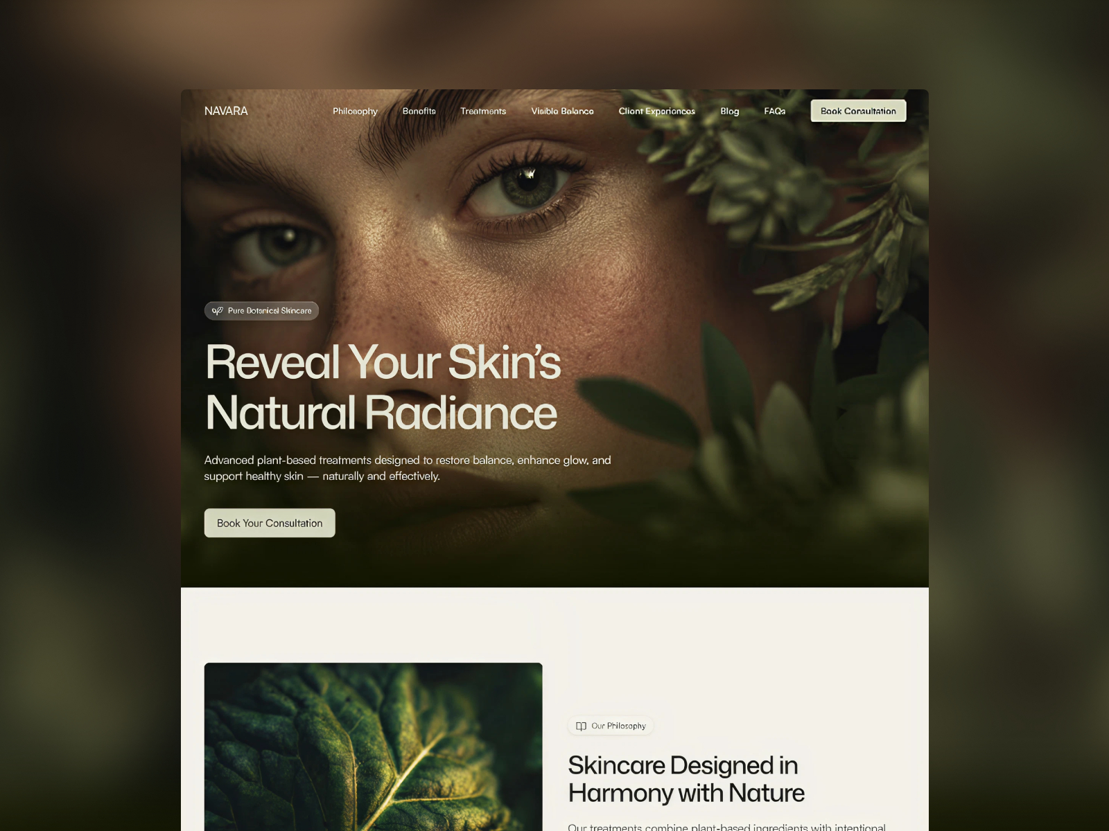 NAVARA — Free Skincare Brand Framer Template preview