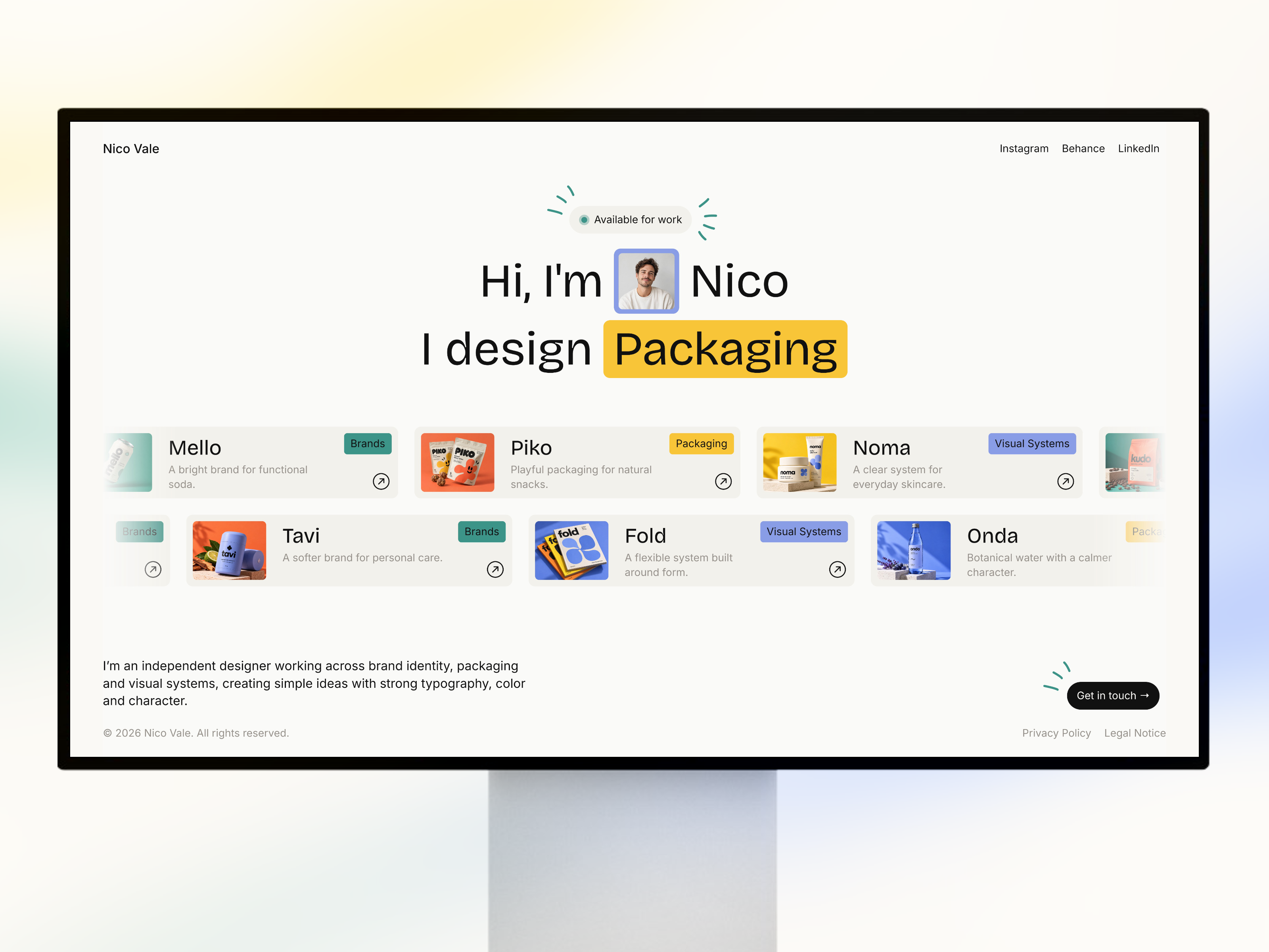 Nello — Free Portfolio Template for Framer preview