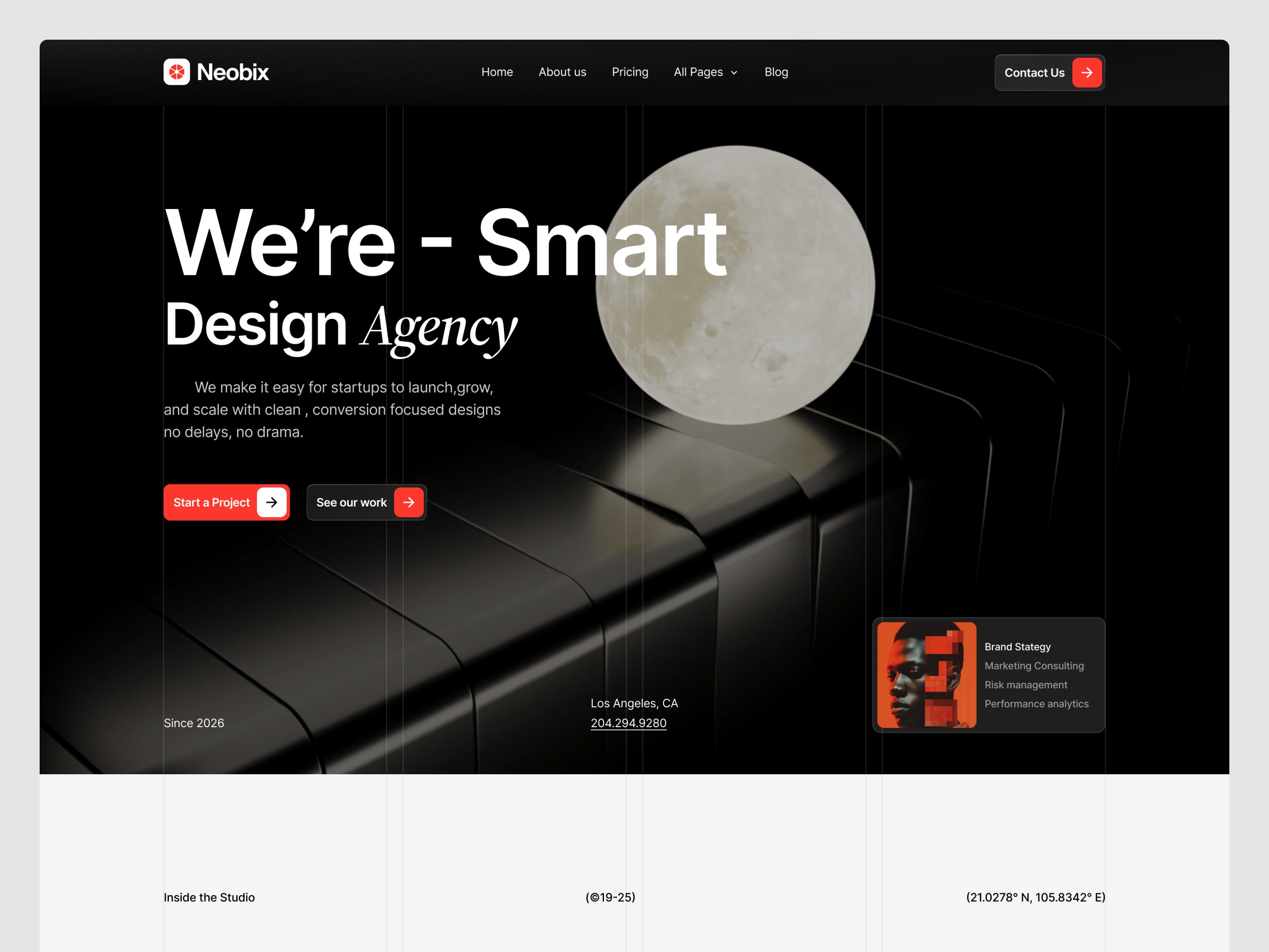 Neobix: Free Portfolio Website Template by Tempbix — Free HR Framer Template preview
