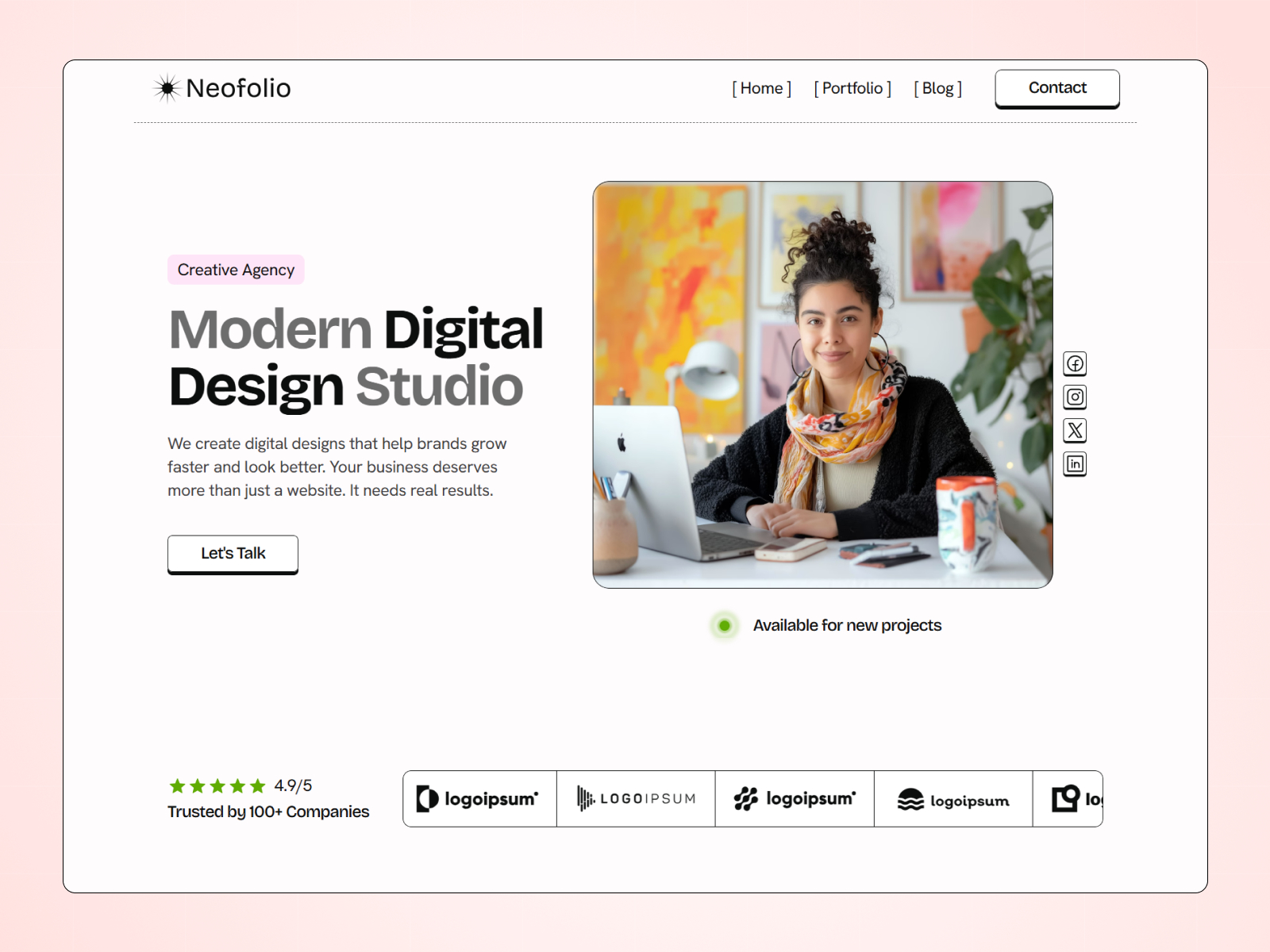 NeoFolio — Free Creative Portfolio Framer Template preview