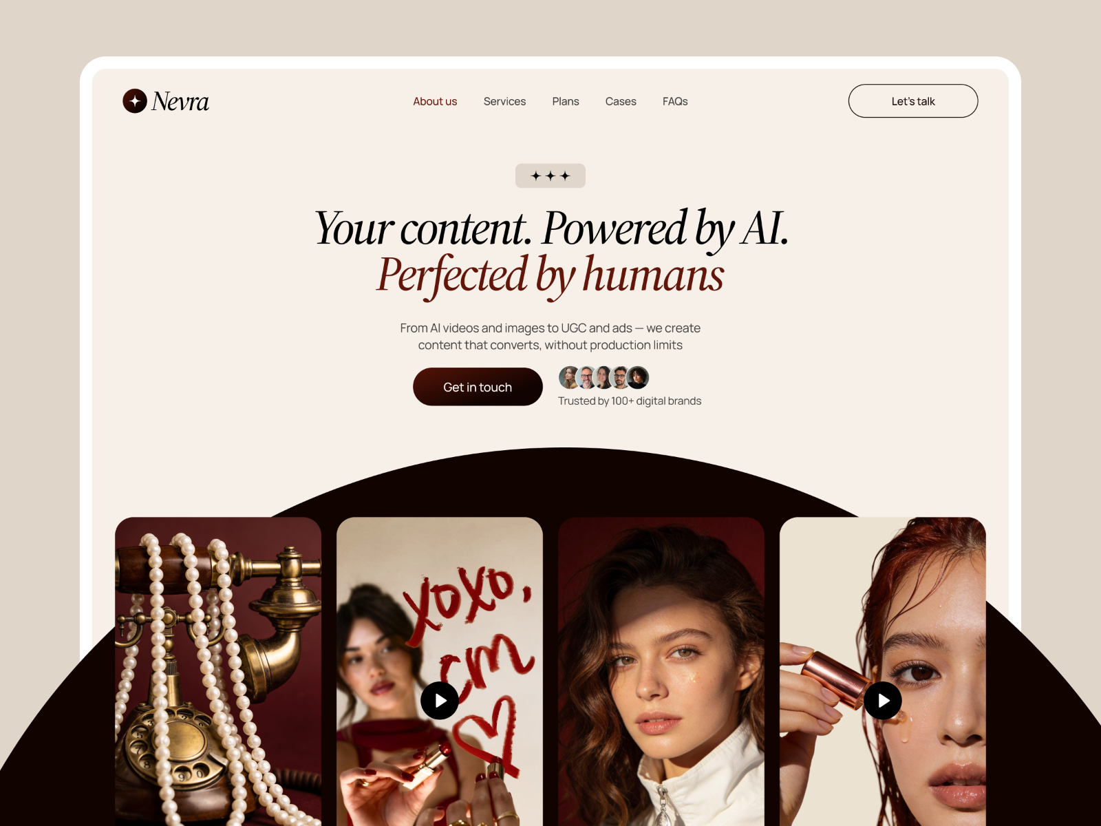 Nevra — Free Creative & UGC Agency Framer Template preview