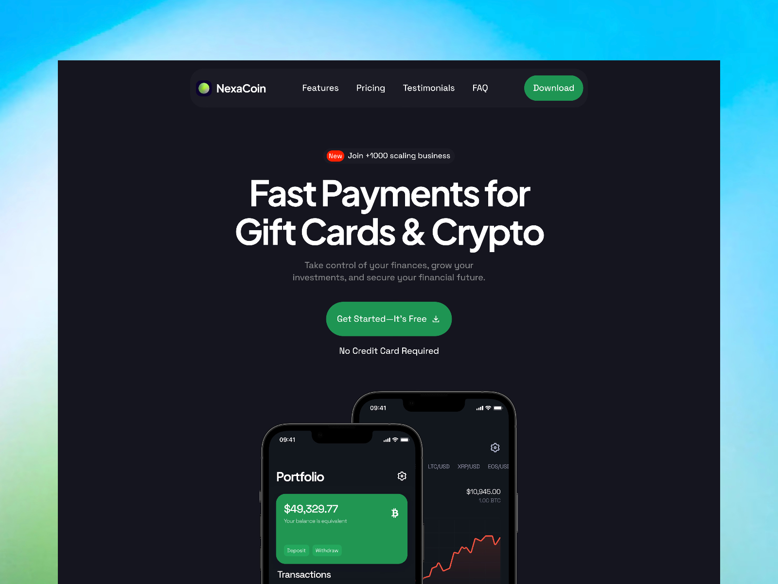 NexaCoin — Free Crypto App Framer Template preview