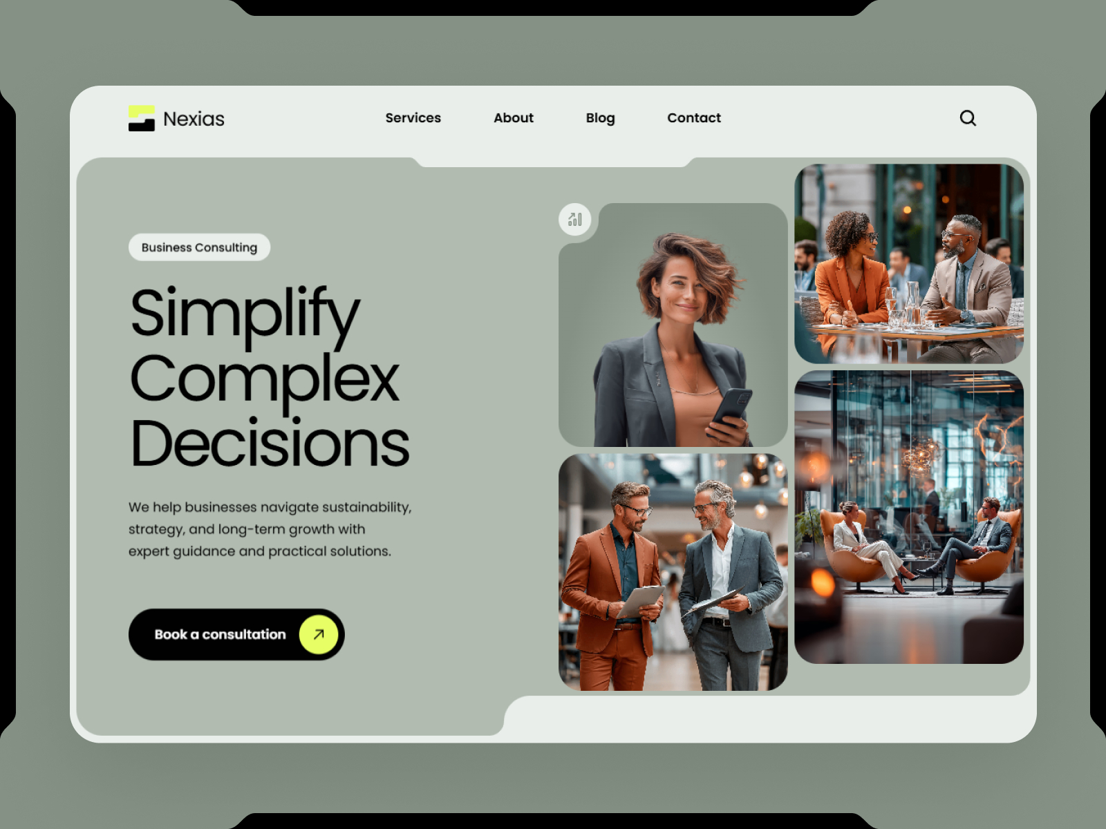 Nexias — Free Consulting Framer Template preview