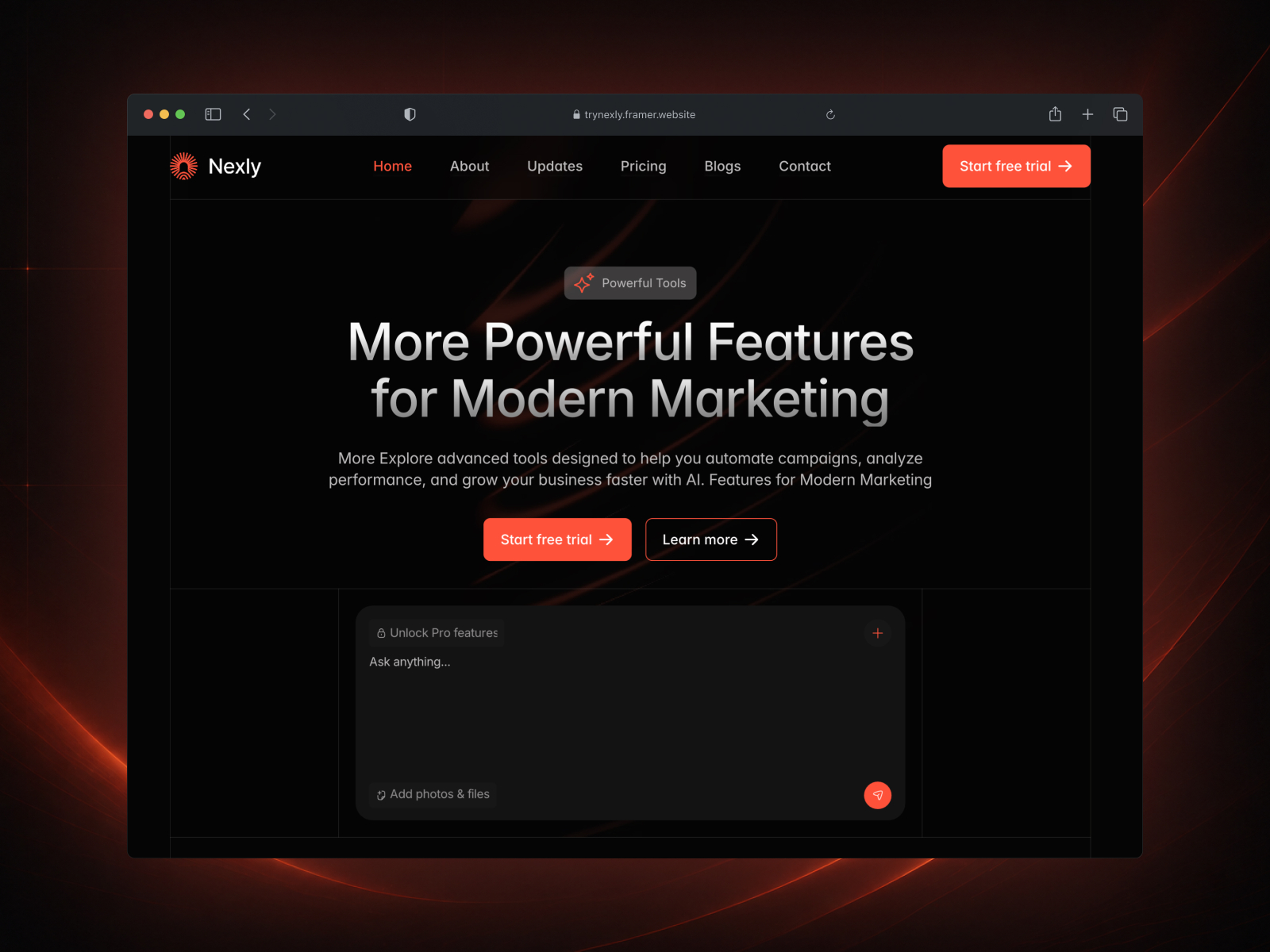 Nexly — Free SaaS Framer Template preview