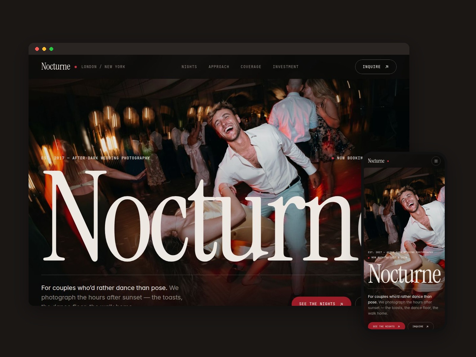 Night Wedding Photo — Free Events Template for Framer preview