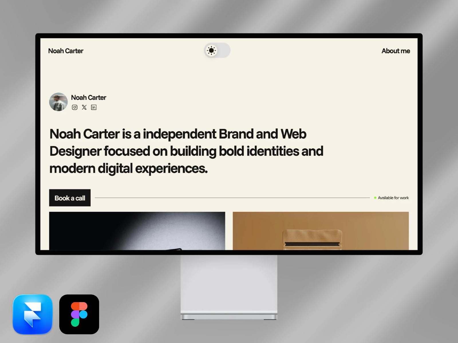 Noah Carter — Free Designer Portfolio Framer Template preview