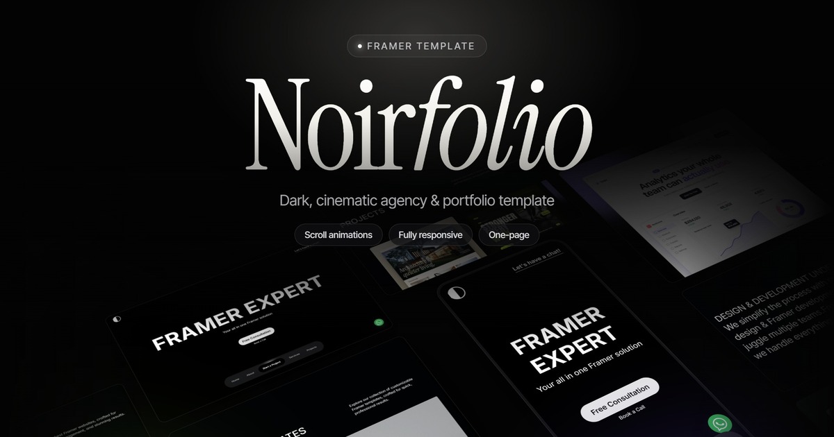 Noirfolio — Free Portfolio Template for Framer preview