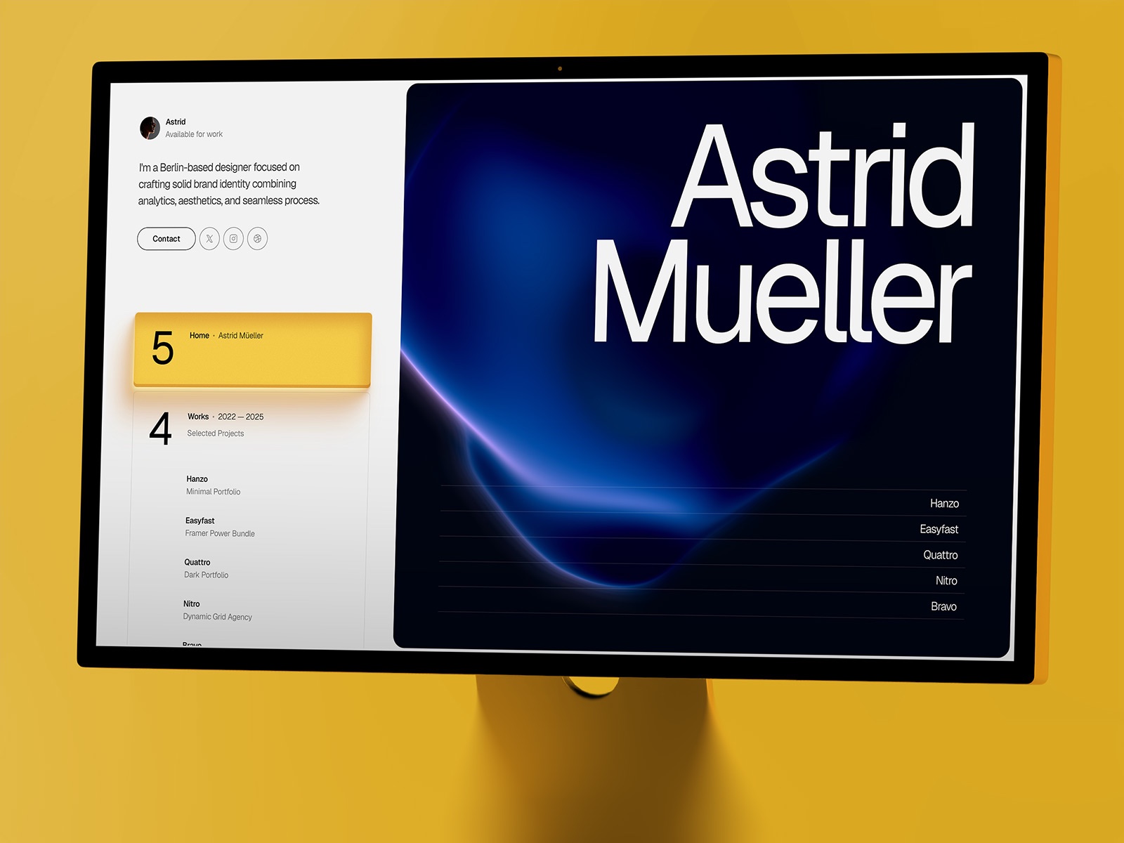 Nordsud Design: Free Portfolio Website Template by Adrian Fernandez — Free Portfolio Framer Template preview
