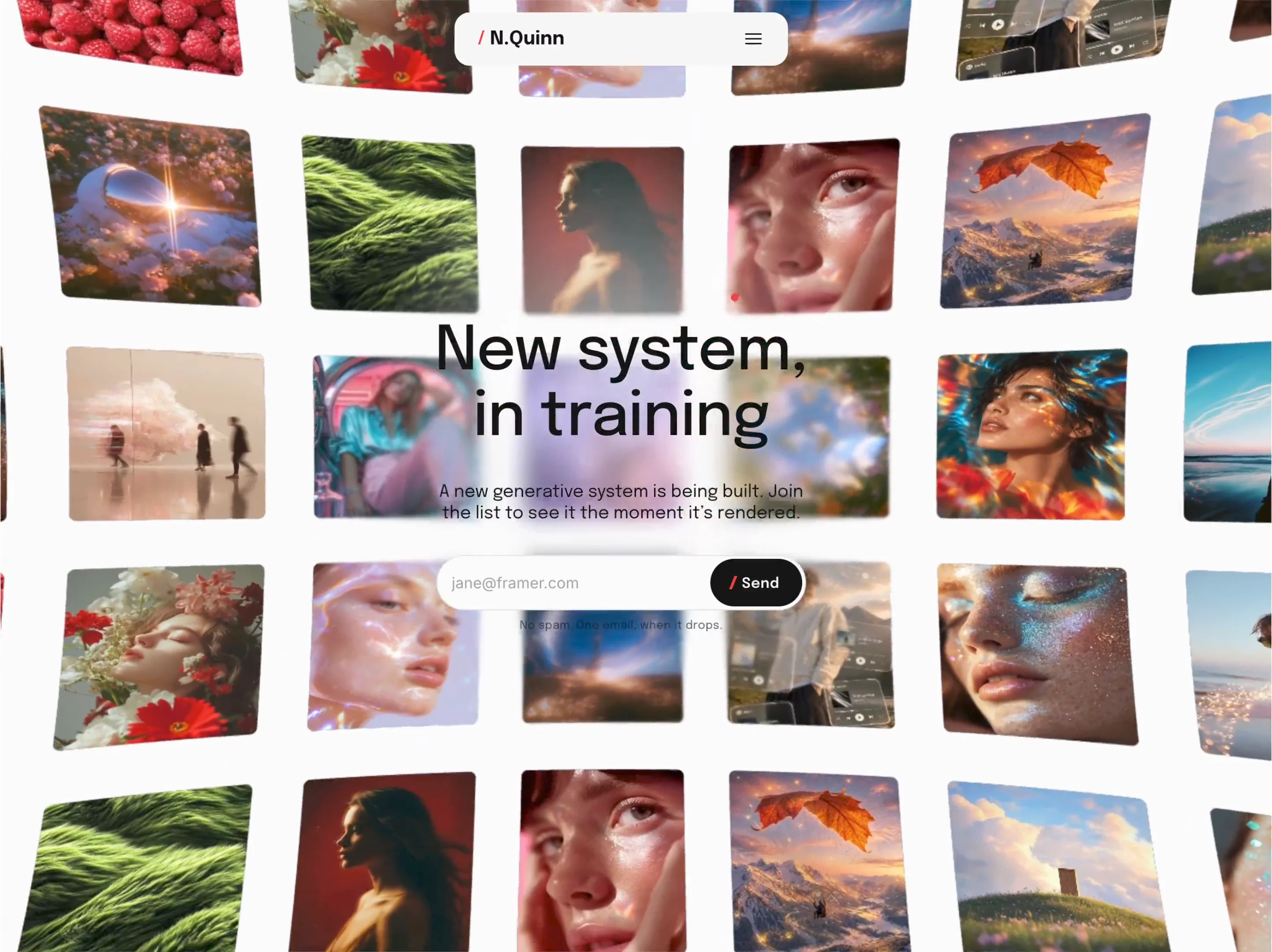 Nova Quinn Waitlist — Free Portfolio Template for Framer by Alex Prokhorov preview