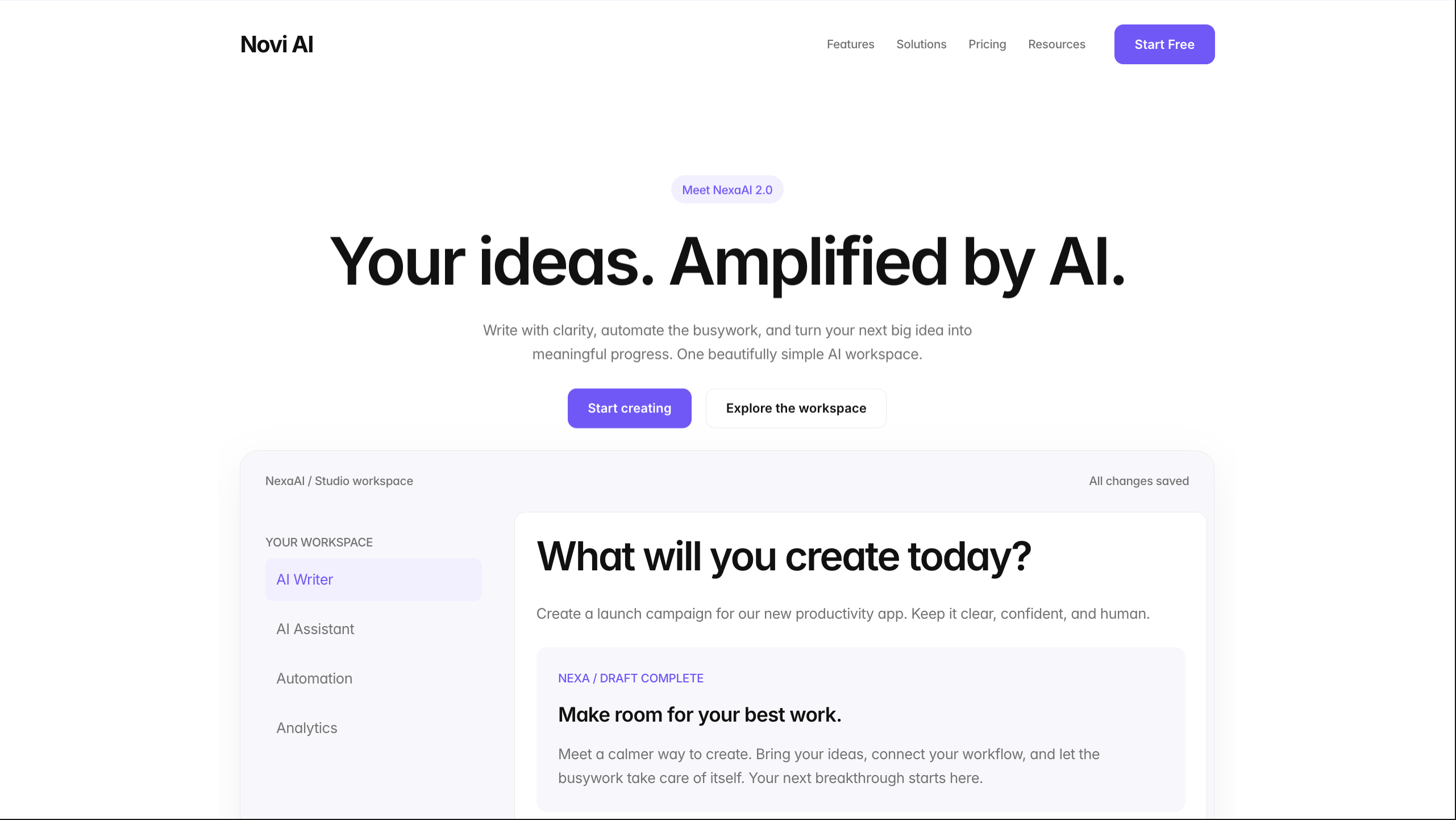 NoviAI — Free SaaS Template for Framer preview