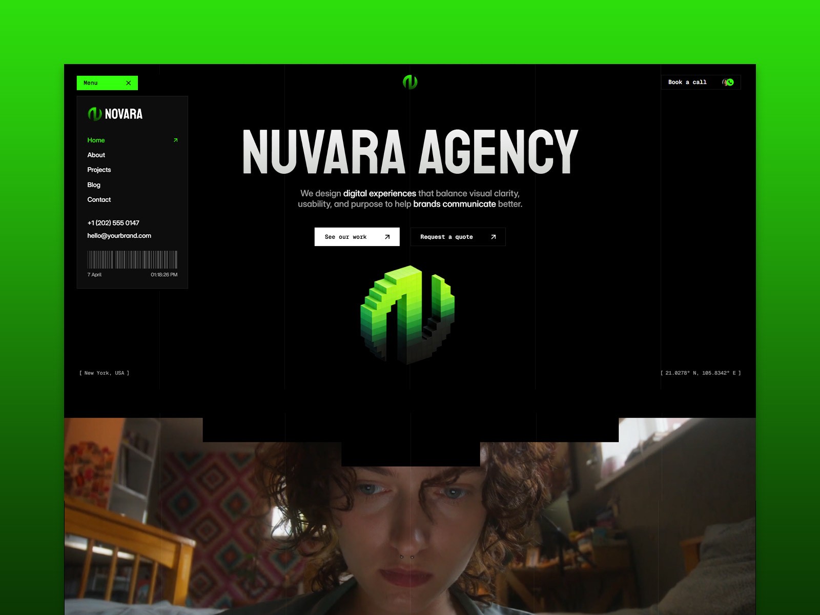 Nuvara — Free Agency & Branding Framer Template preview
