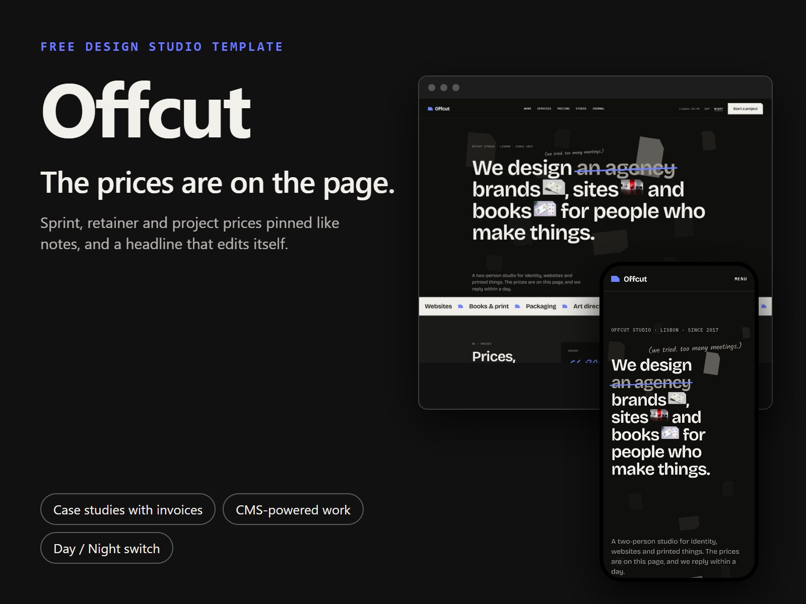 Offcut — Free Agency Template for Framer preview