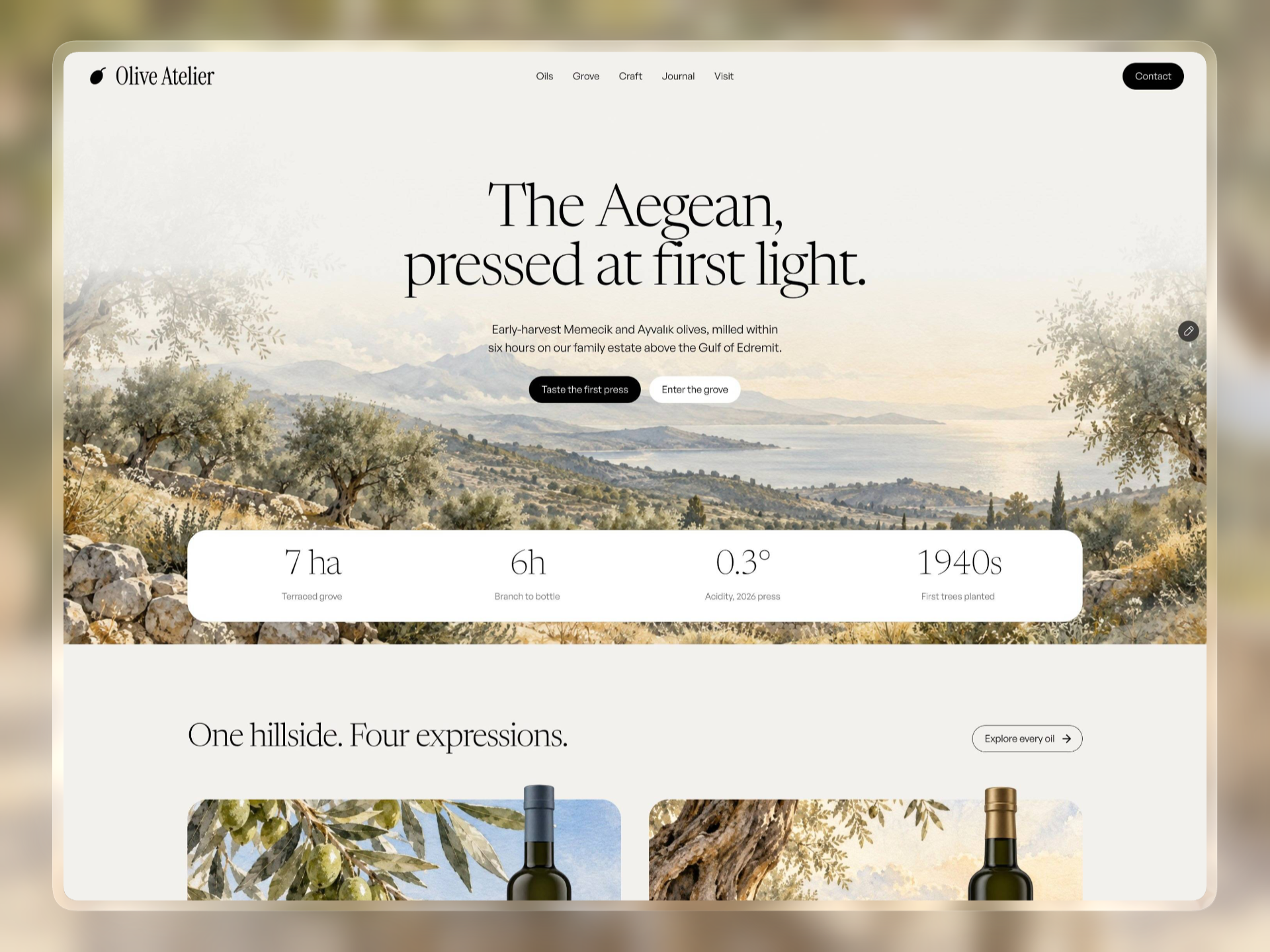 Olive Atelier — Free Food Template for Framer preview